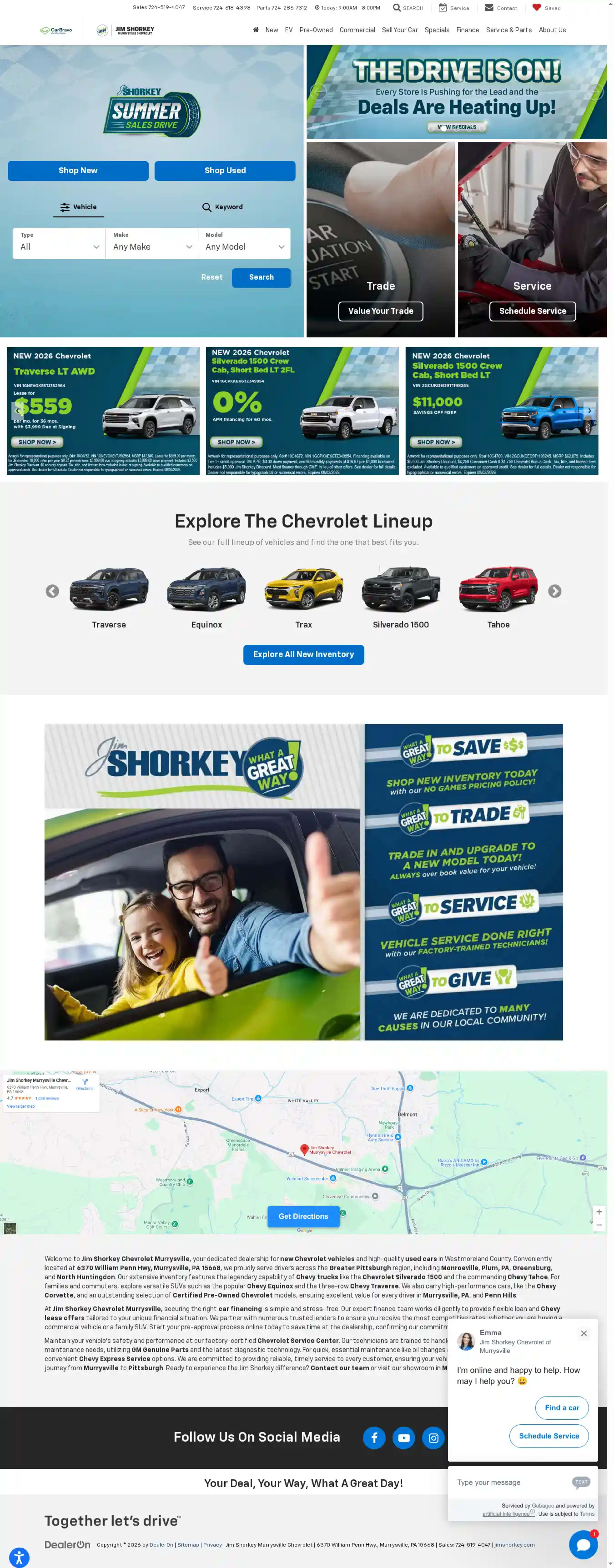 Screenshot of Jim Shorkey Murrysville Chevrolet