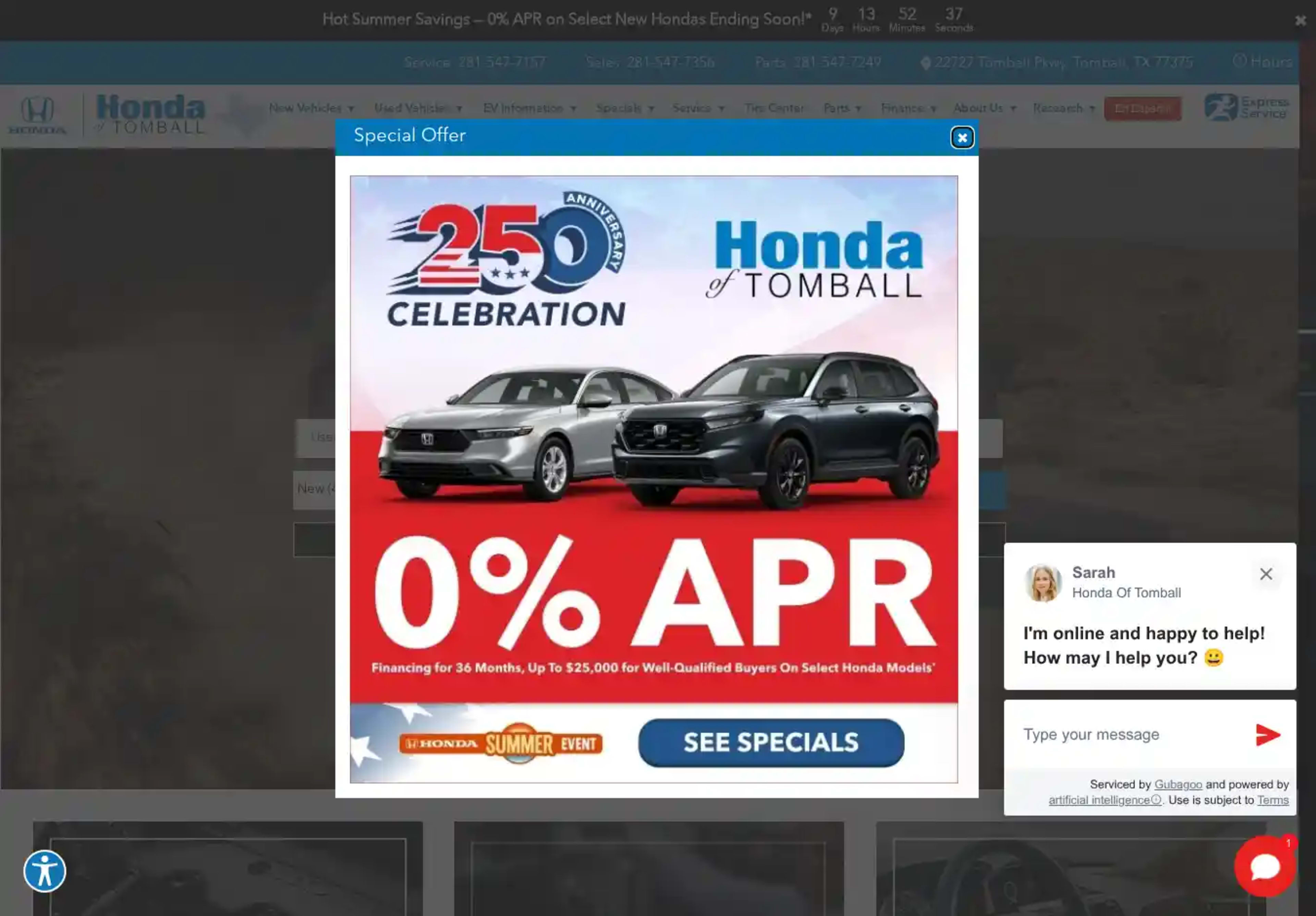 Screenshot of Honda of Tomball