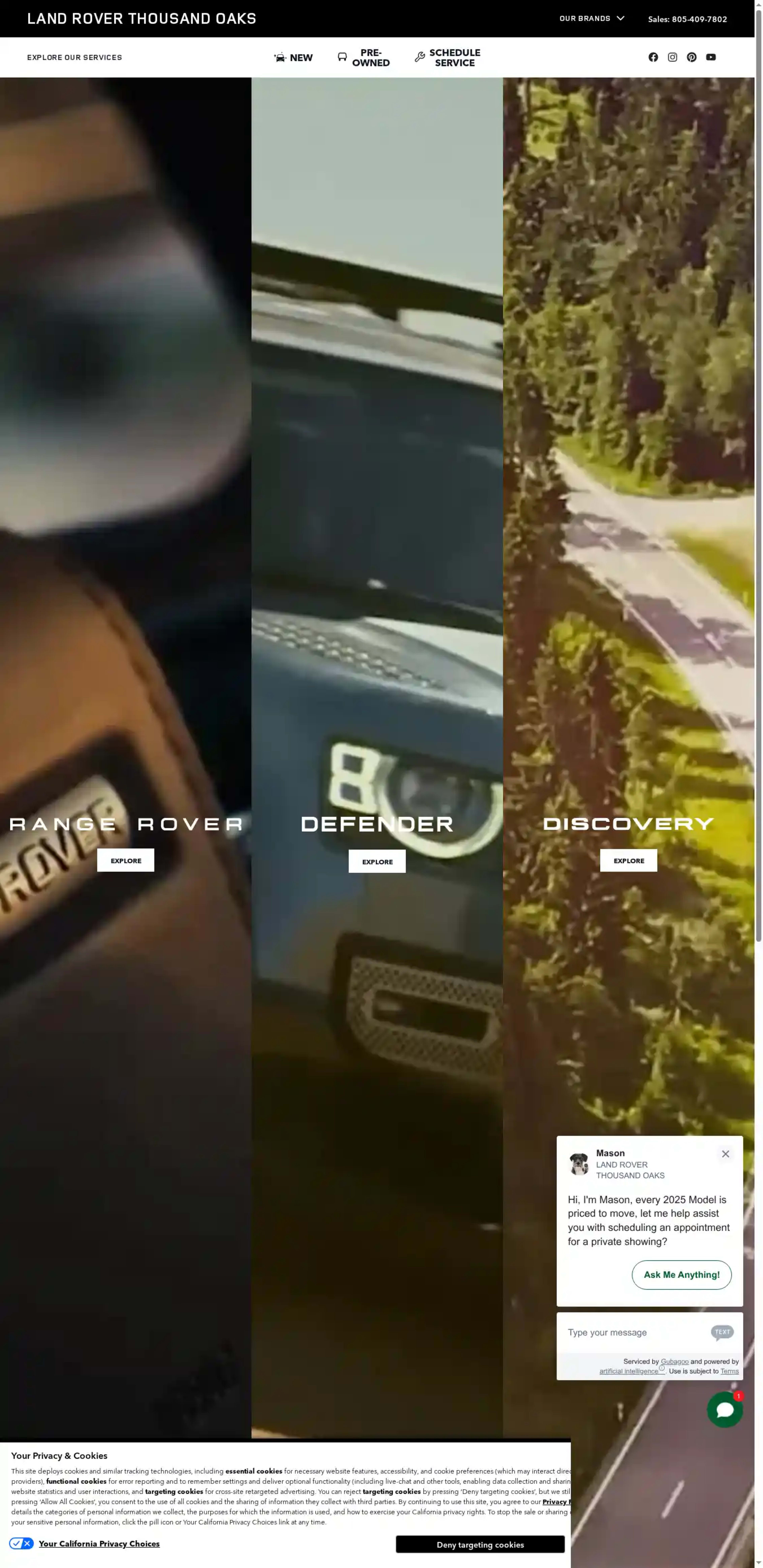 Screenshot of Land Rover Thousand Oaks