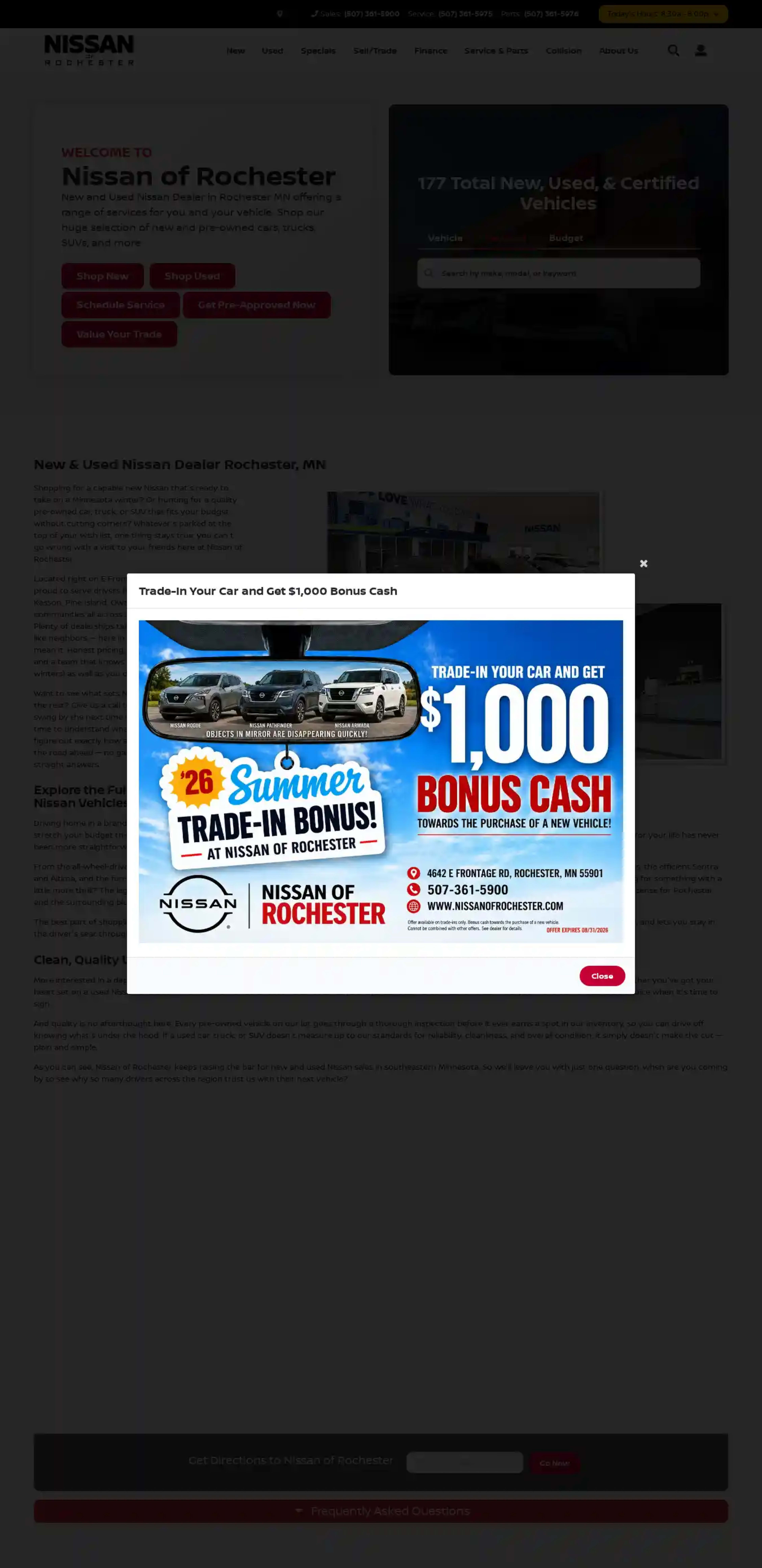 Screenshot of Nissan of Rochester