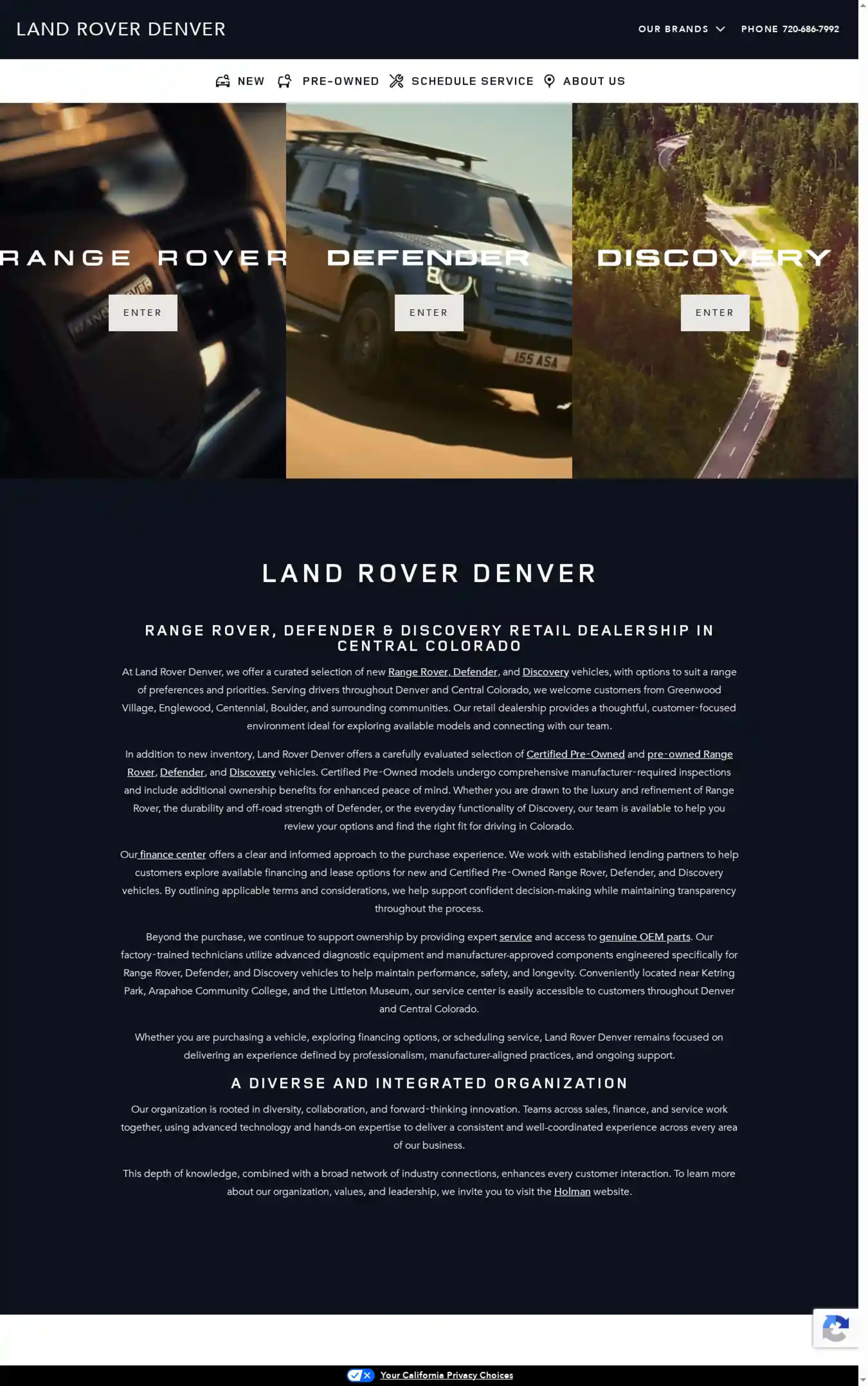 Screenshot of Land Rover Denver