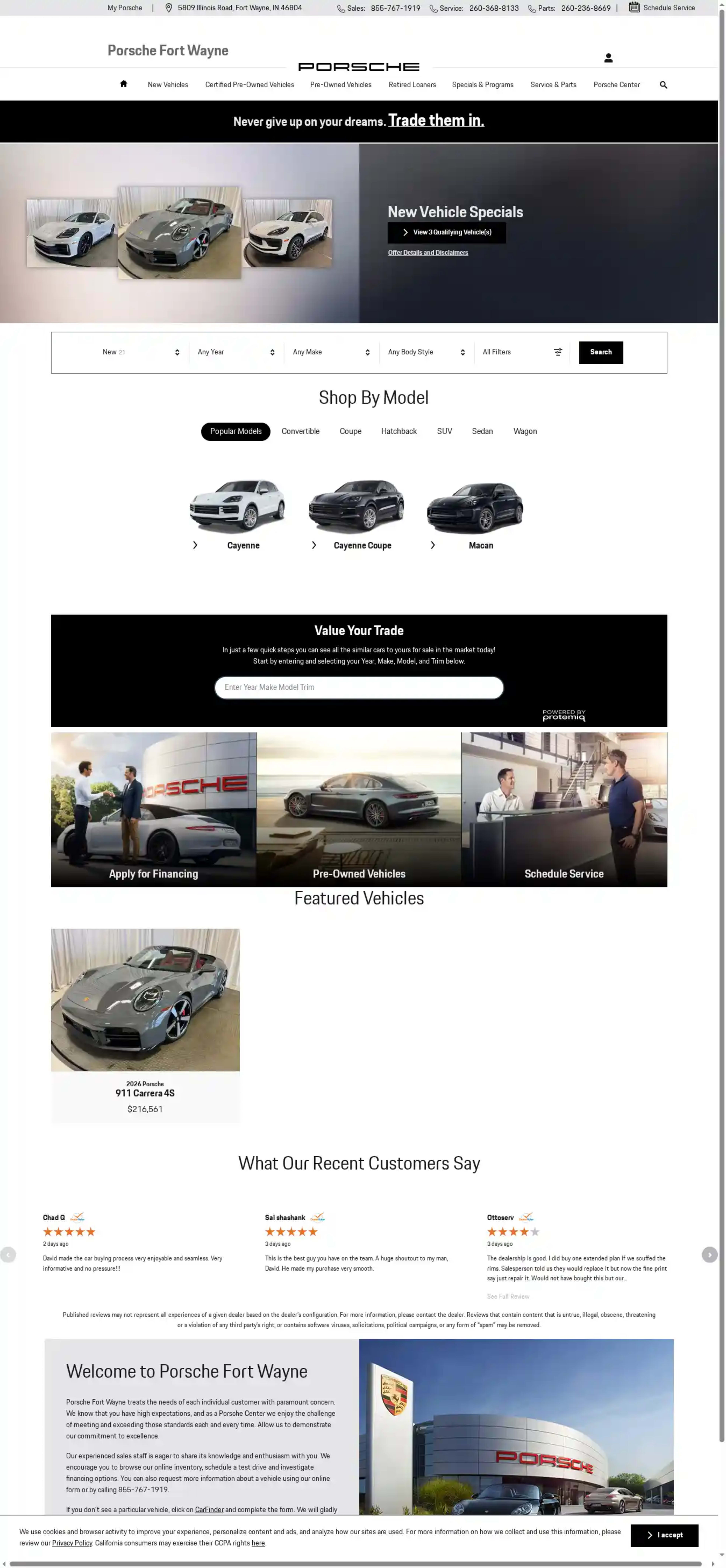 Screenshot of Porsche Fort Wayne