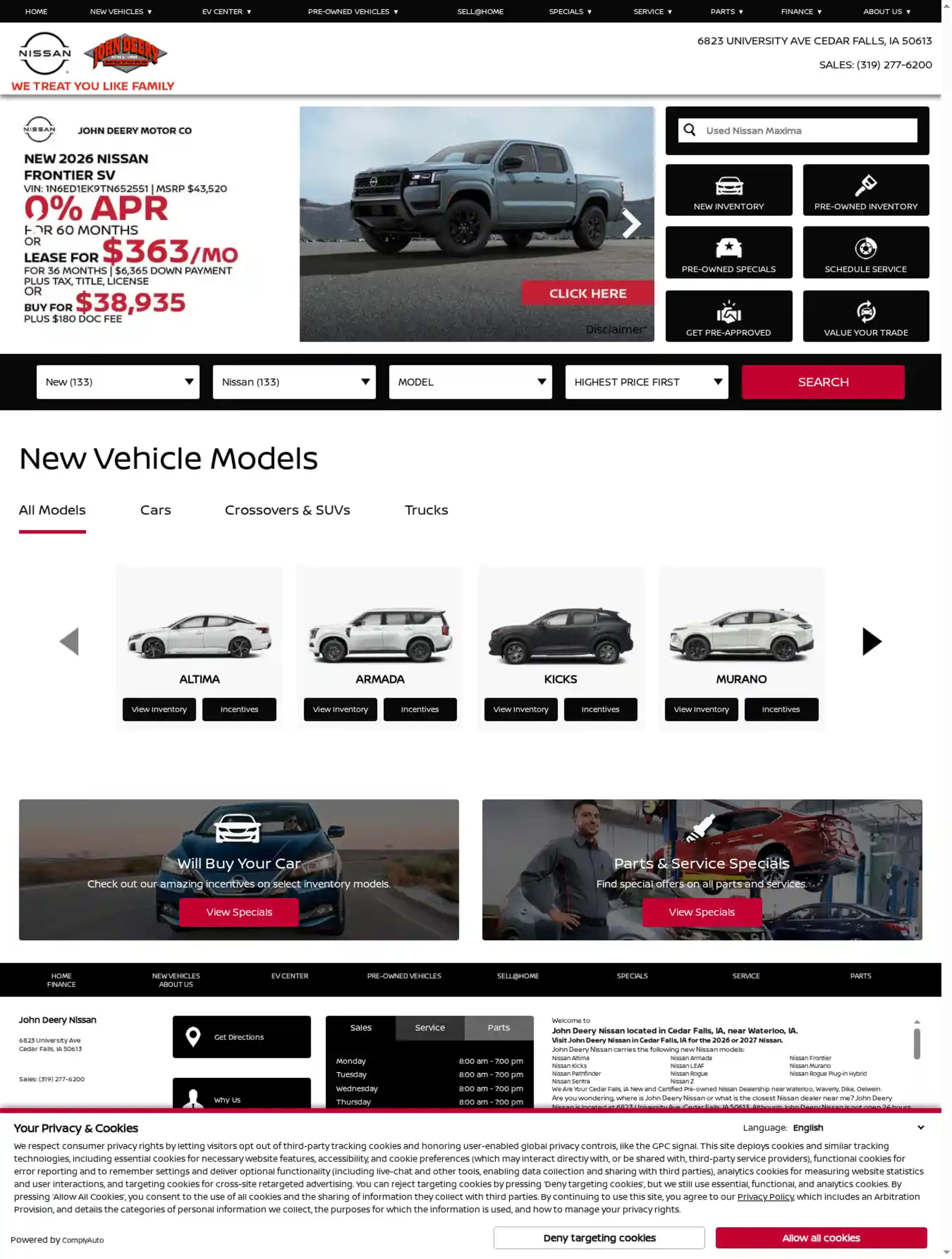 Screenshot of John Deery Nissan