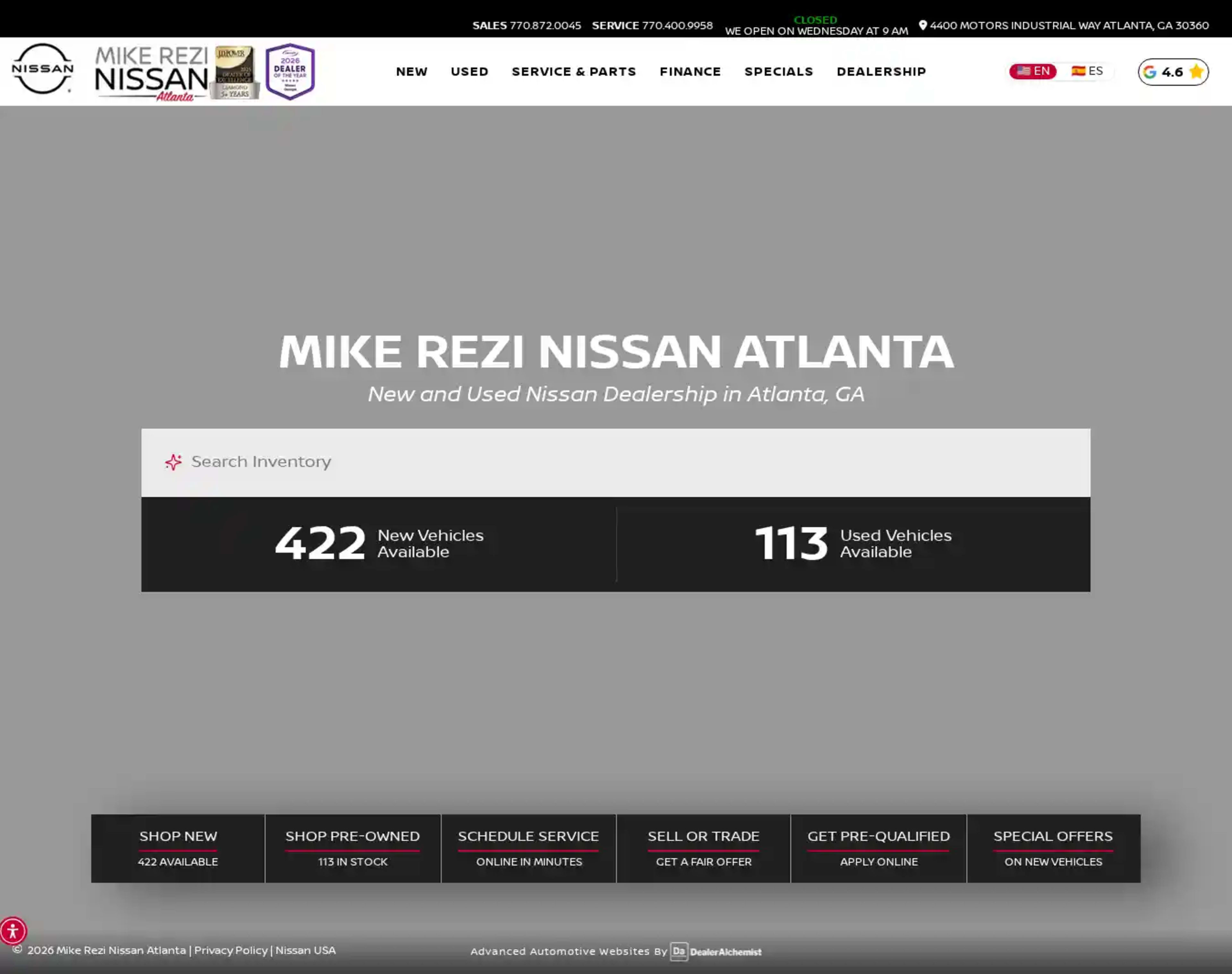 Screenshot of Mike Rezi Nissan Atlanta