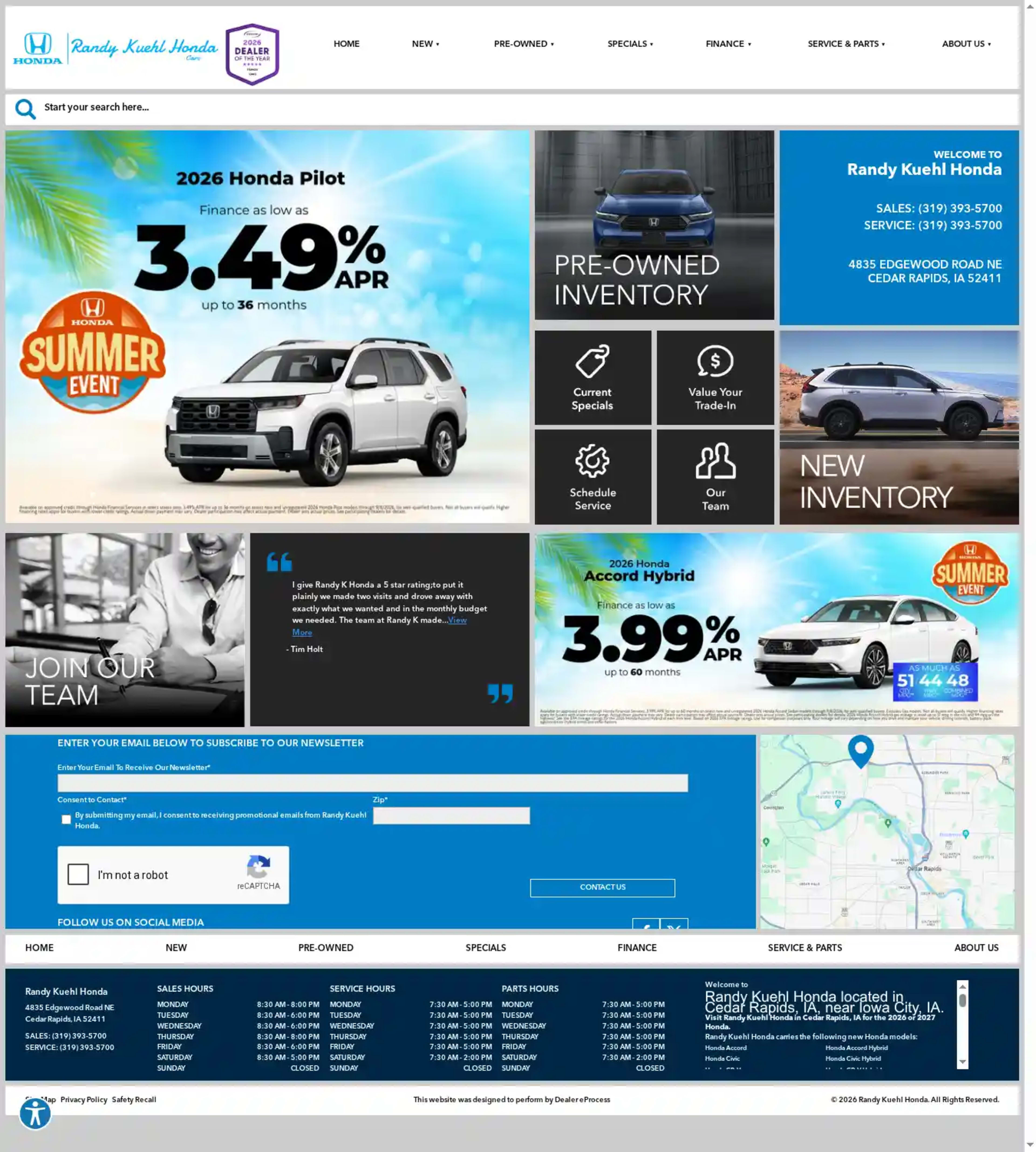 Screenshot of Randy Kuehl Honda