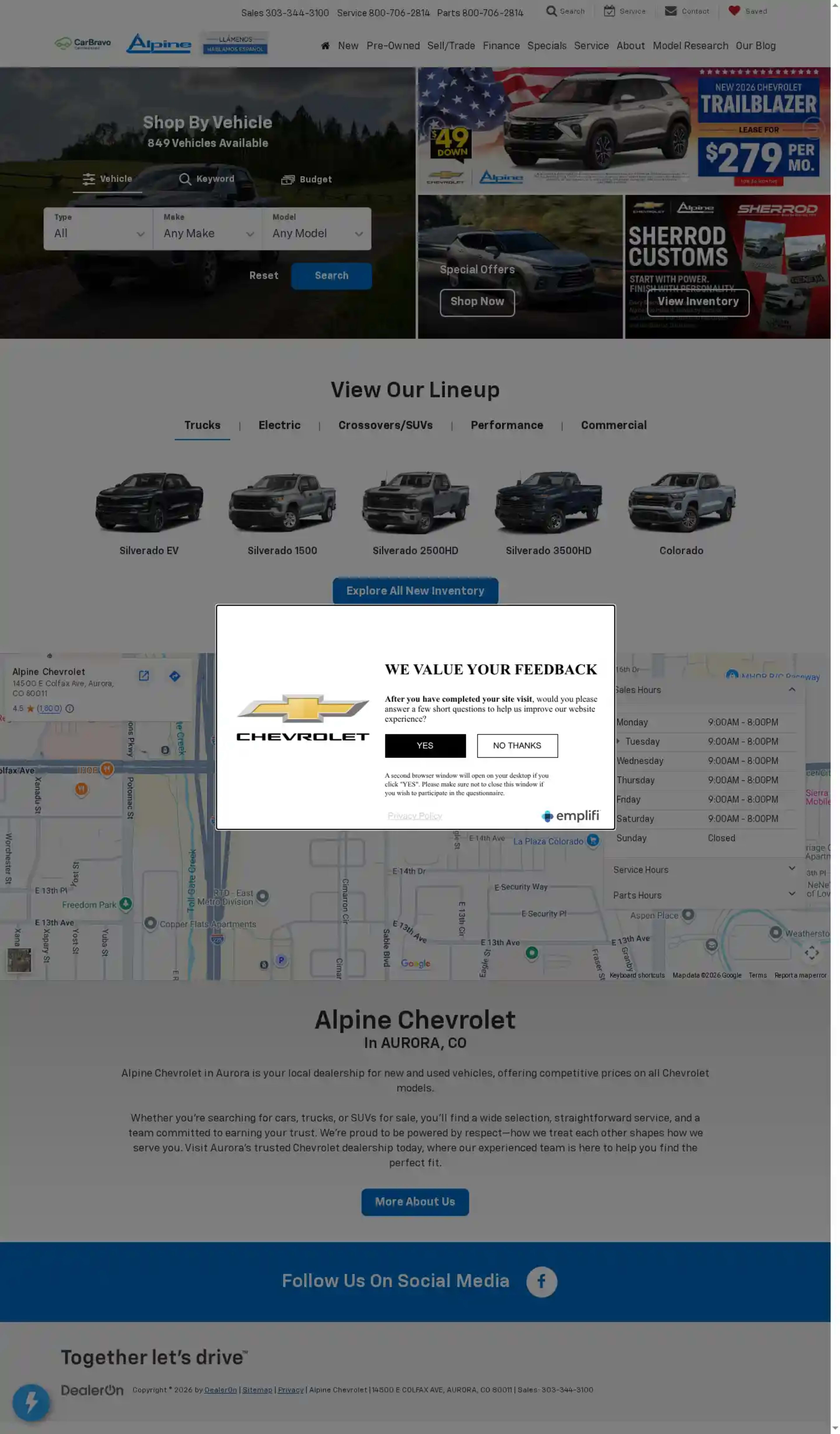 Screenshot of Alpine Chevrolet