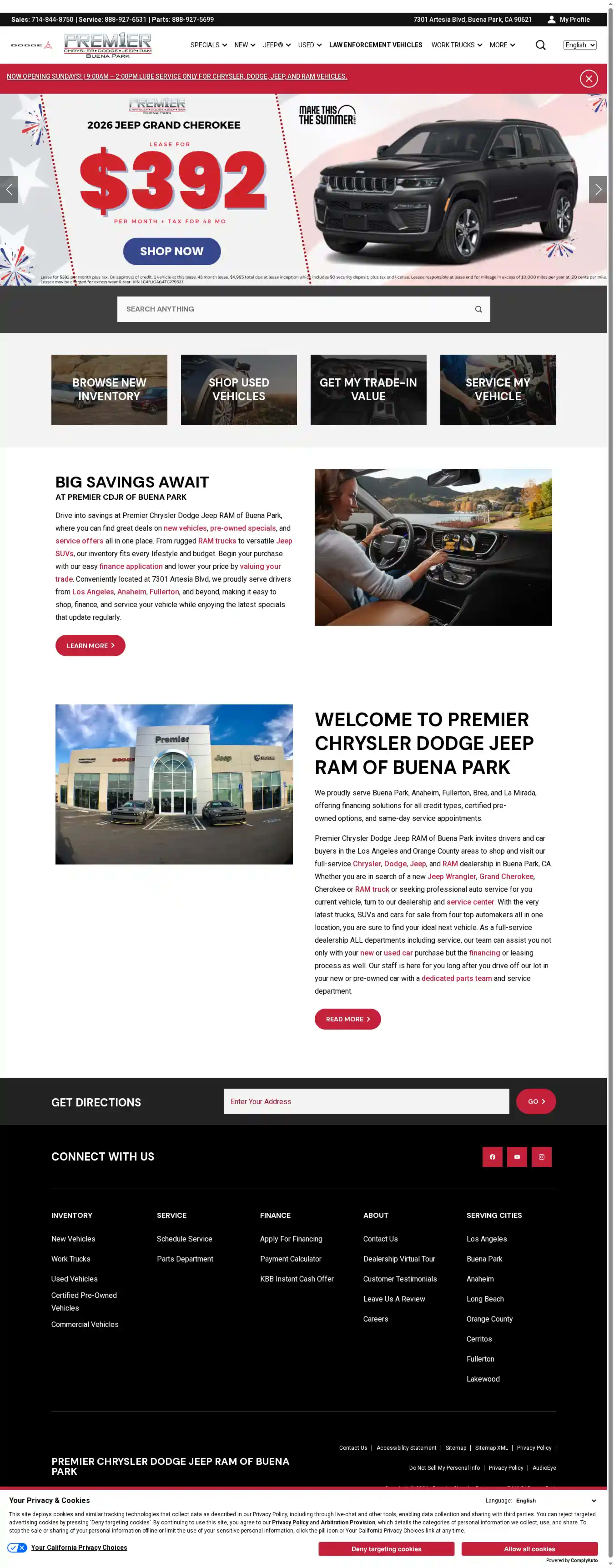 Screenshot of Premier Chrysler Dodge Jeep RAM of Buena Park
