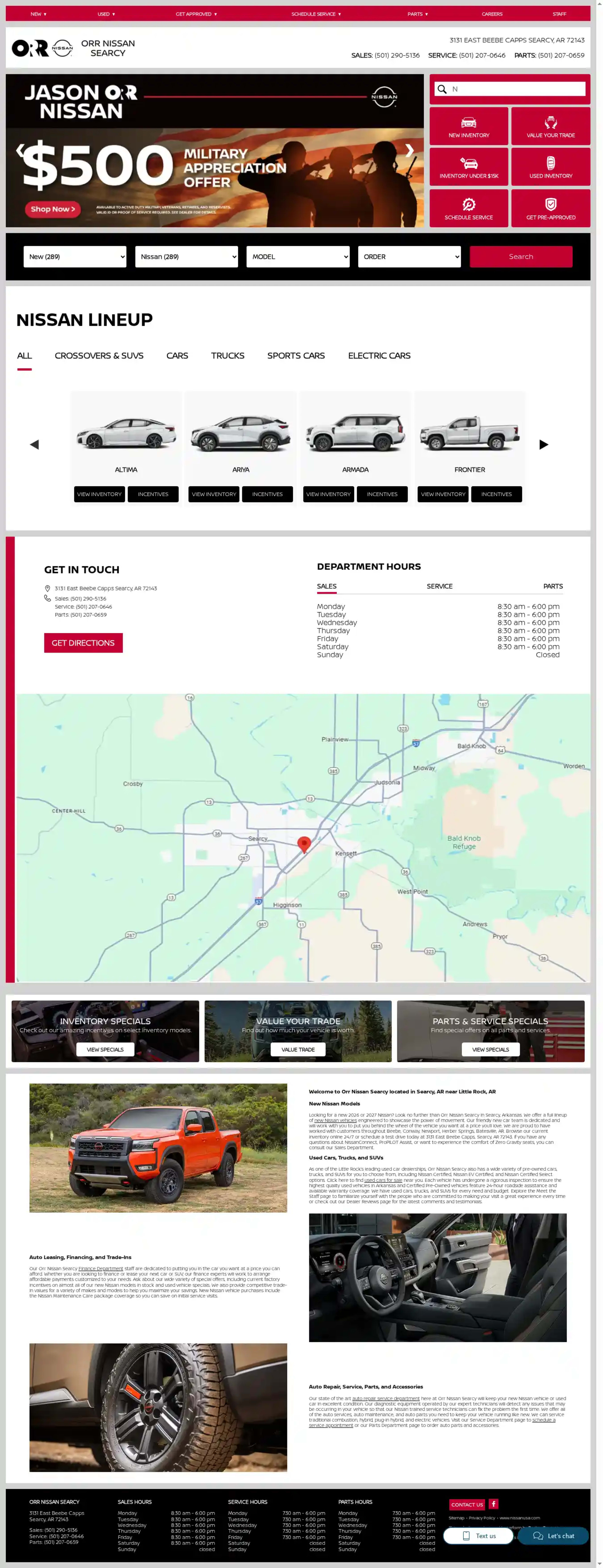 Screenshot of Orr Nissan of Searcy