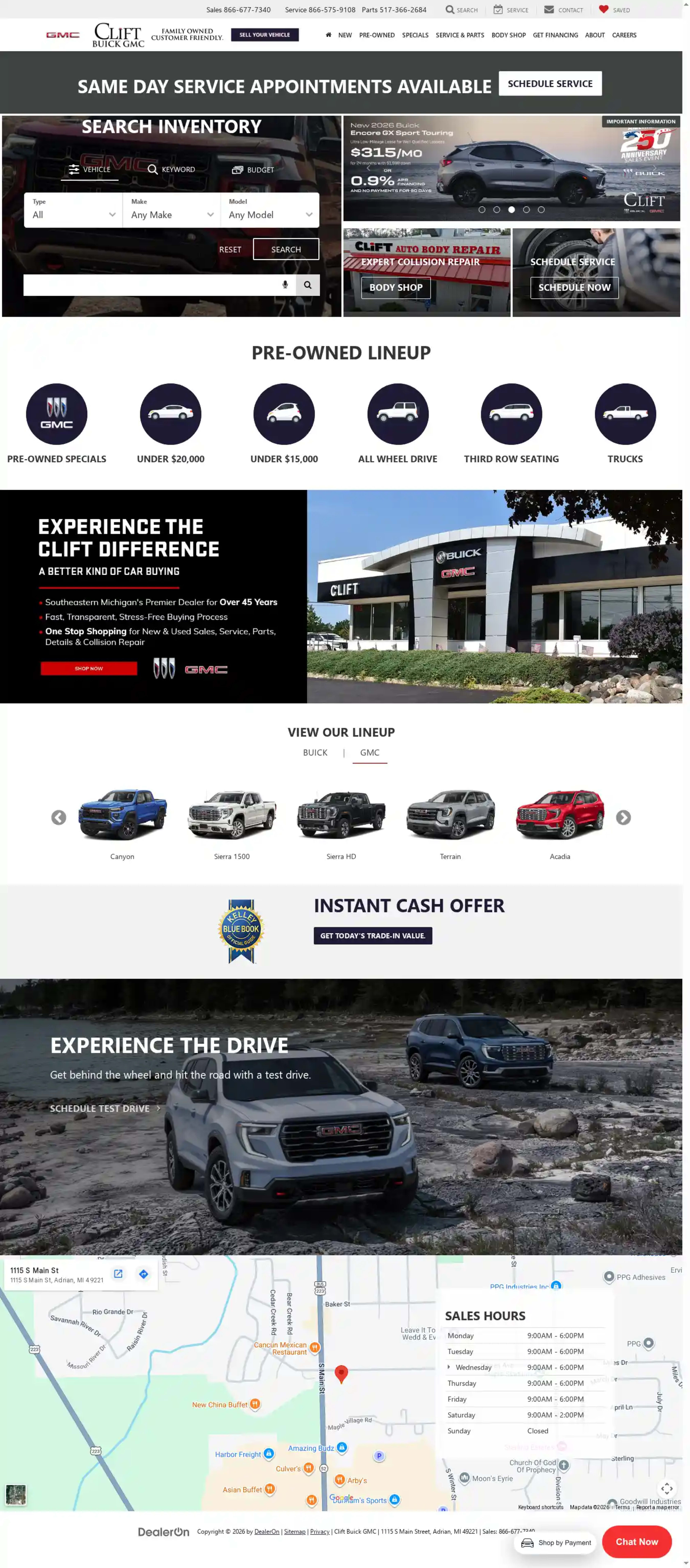 Screenshot of Clift Buick GMC