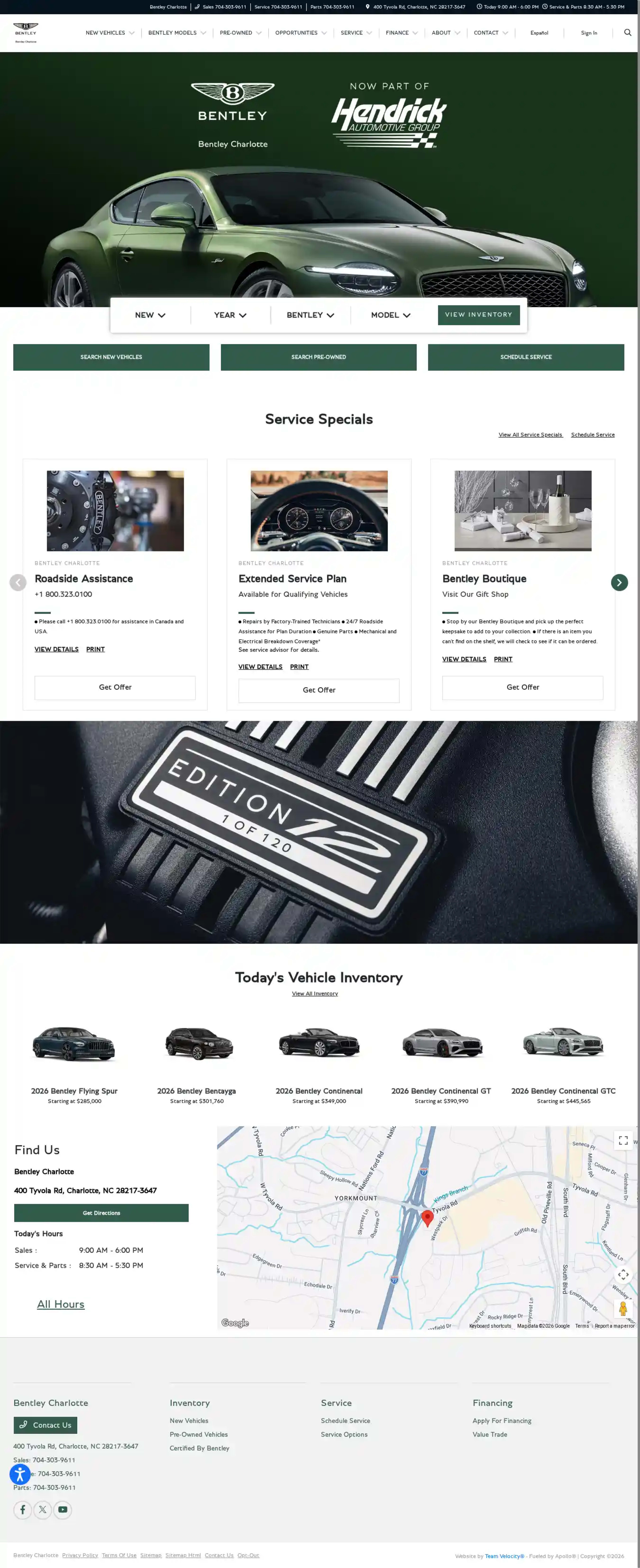 Screenshot of Bentley Charlotte