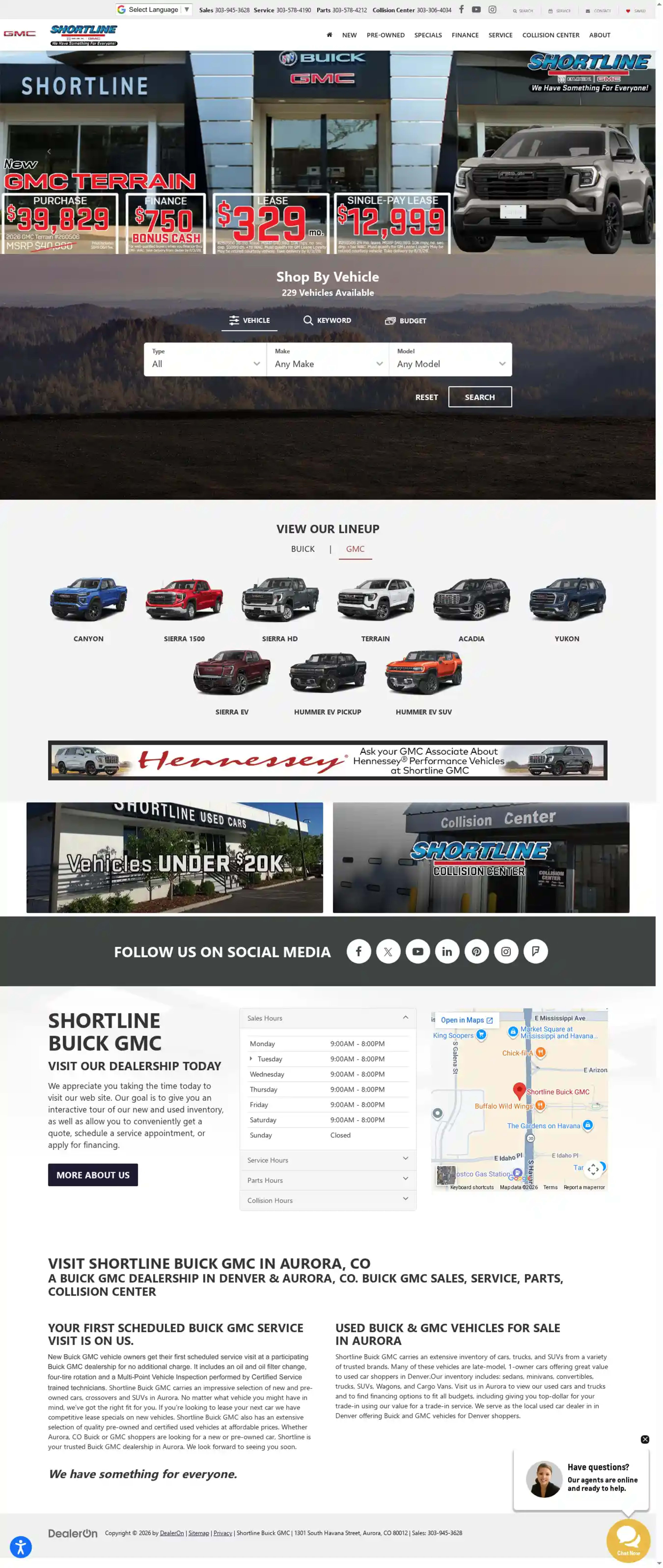 Screenshot of Shortline Buick GMC