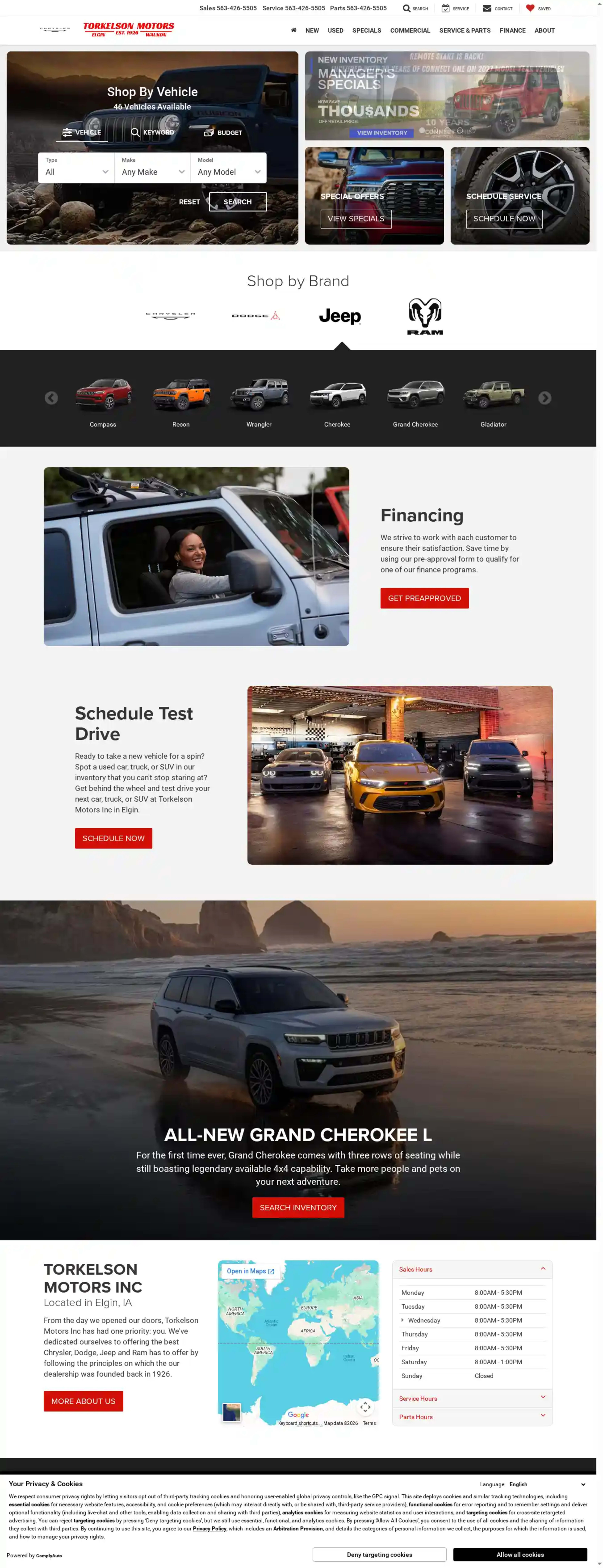 Screenshot of Torkelson Motors Inc