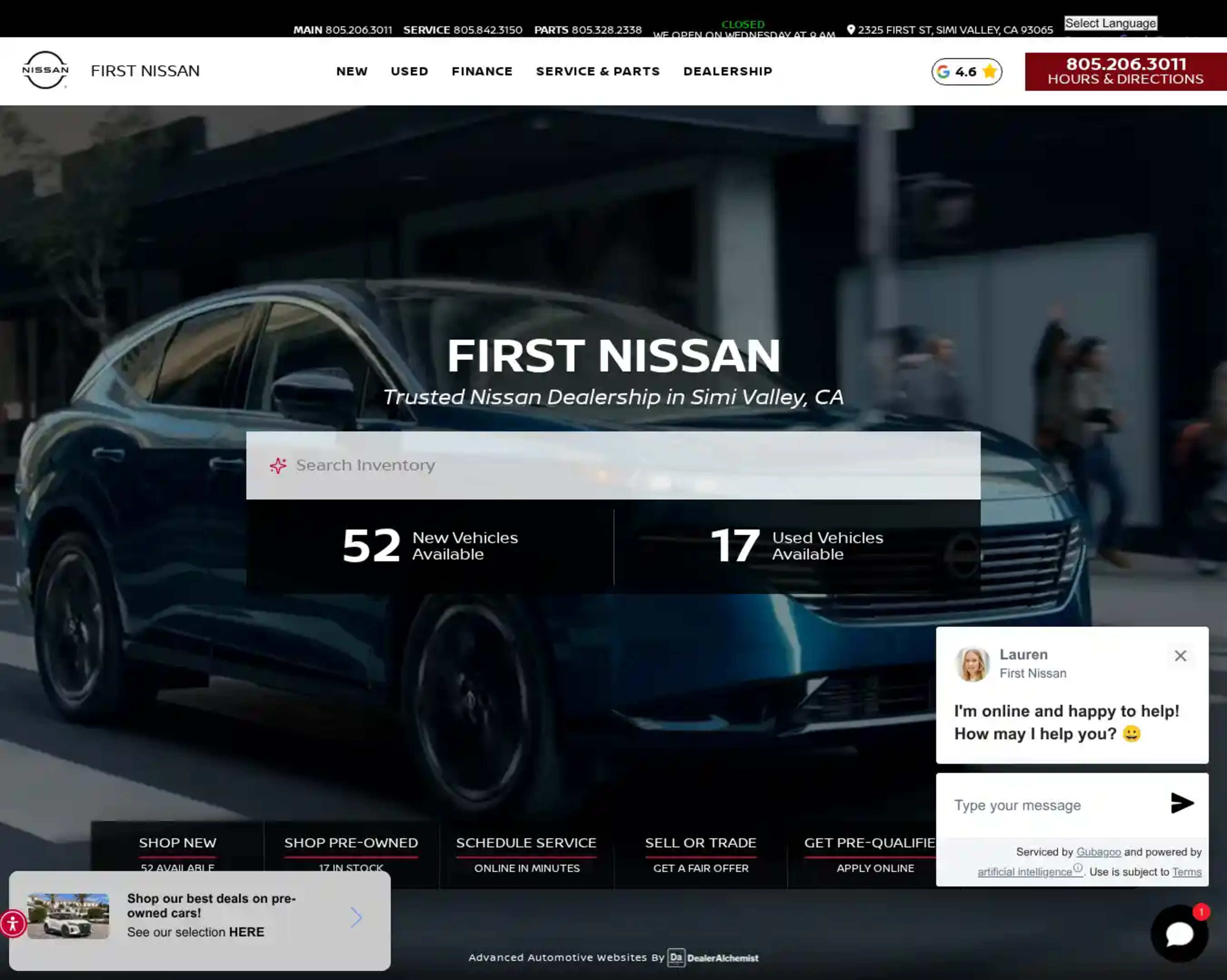 Screenshot of First Nissan