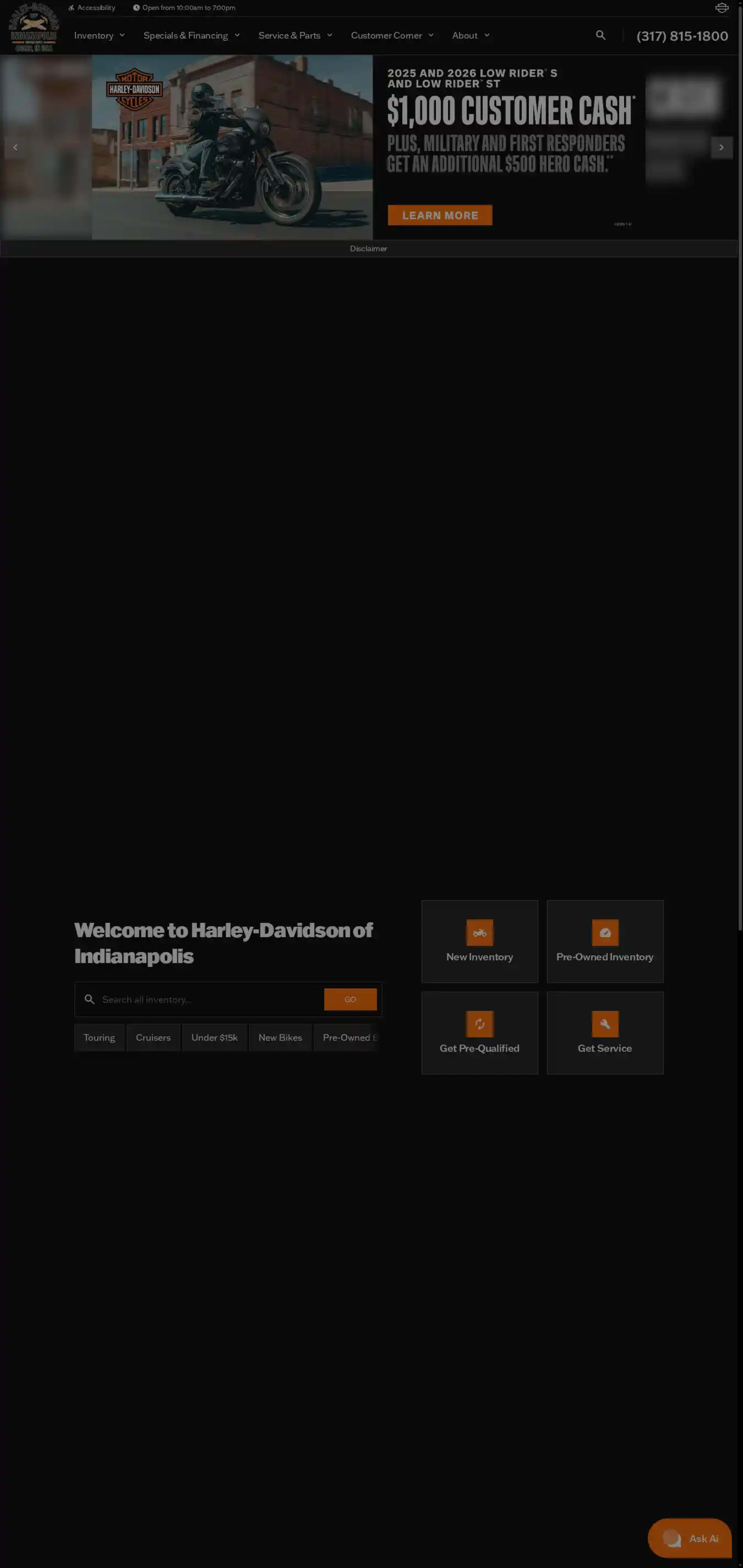 Screenshot of Harley-Davidson of Indianapolis