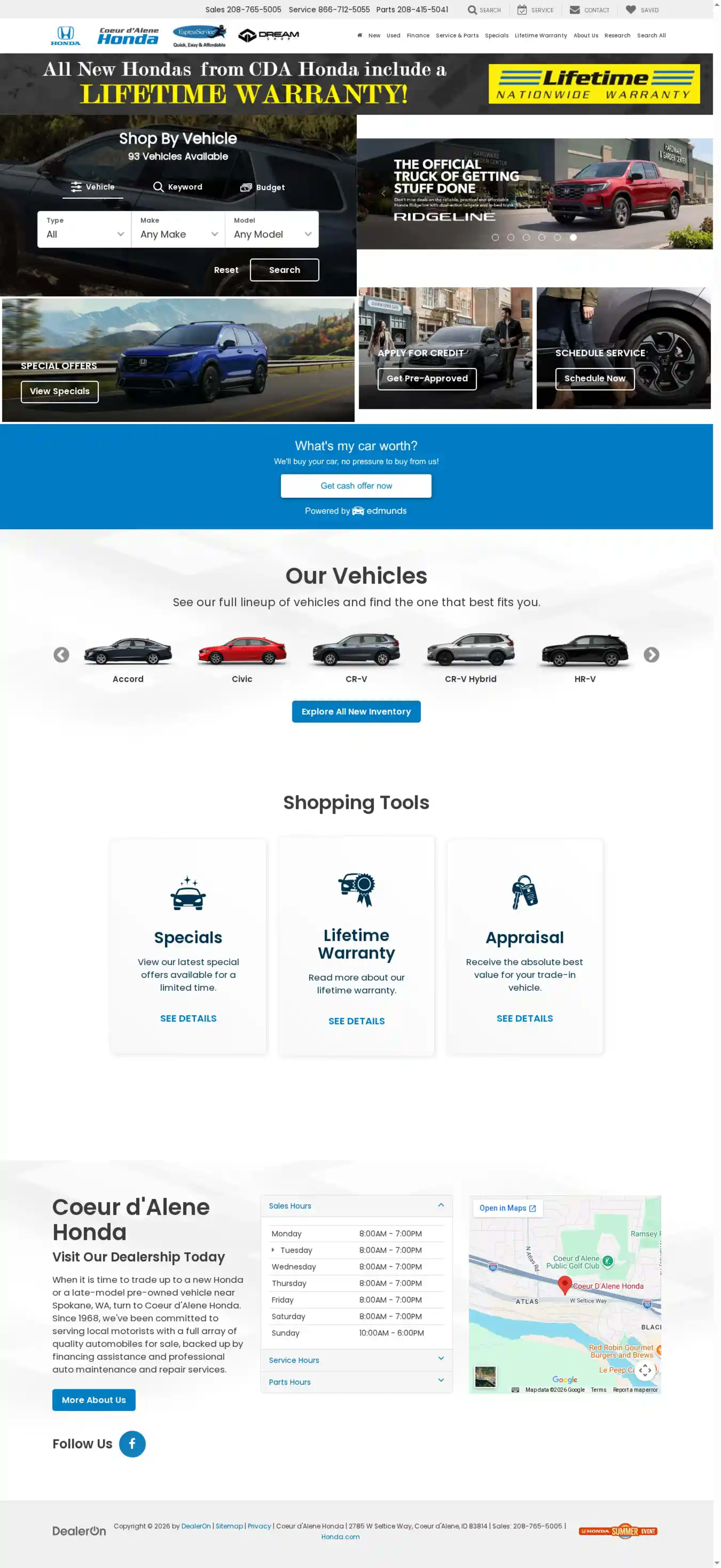 Screenshot of Coeur d'Alene Honda