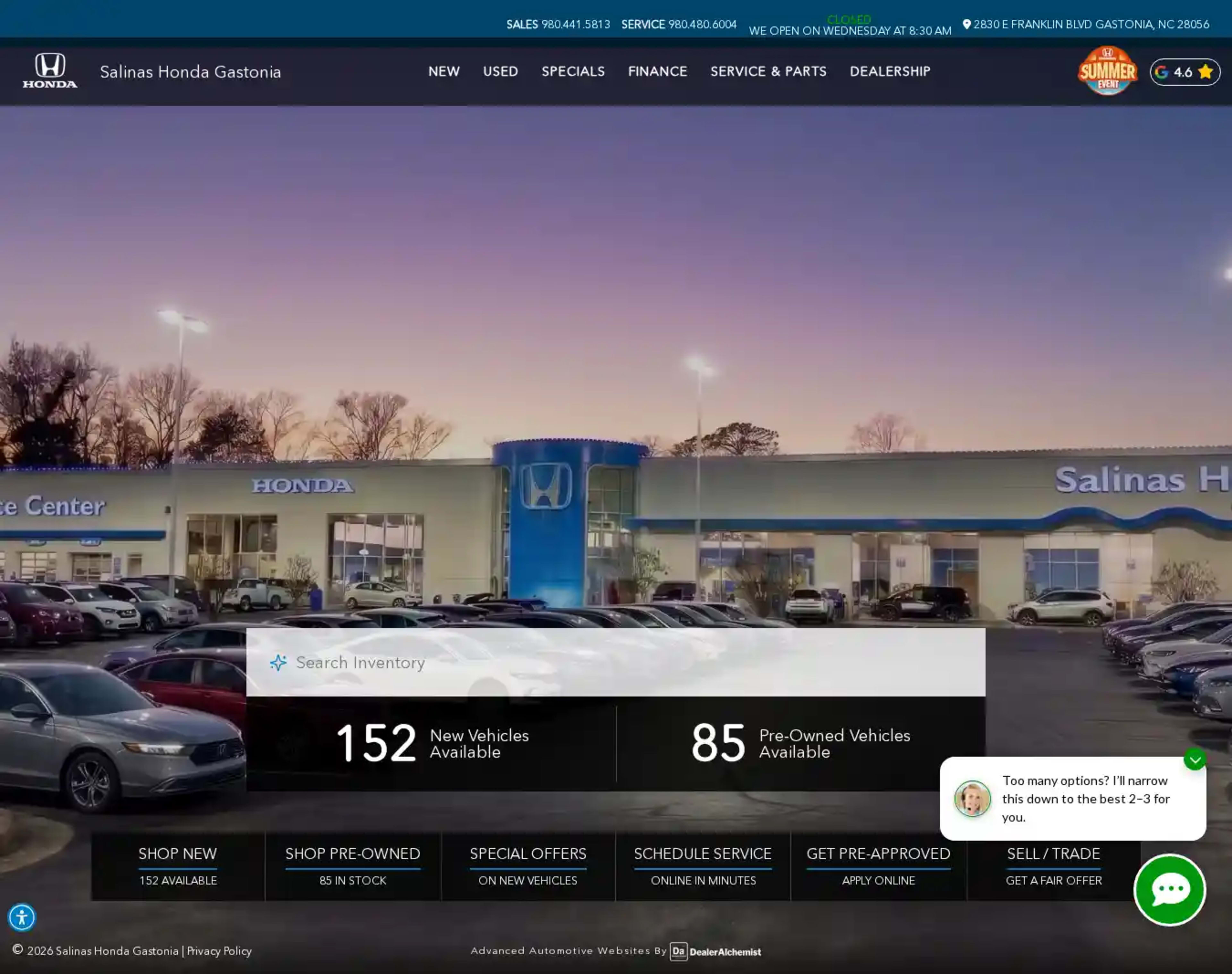 Screenshot of Salinas Honda Gastonia