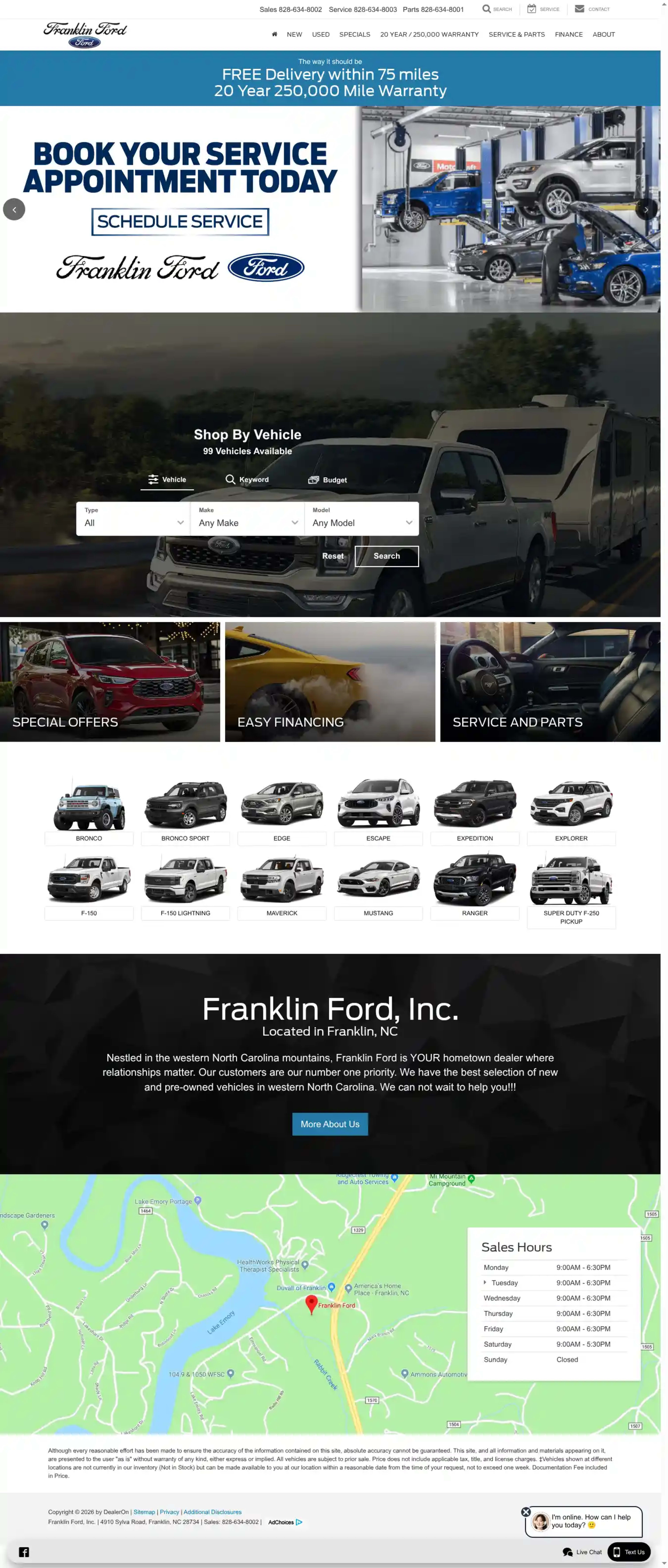 Screenshot of Franklin Ford, Inc.