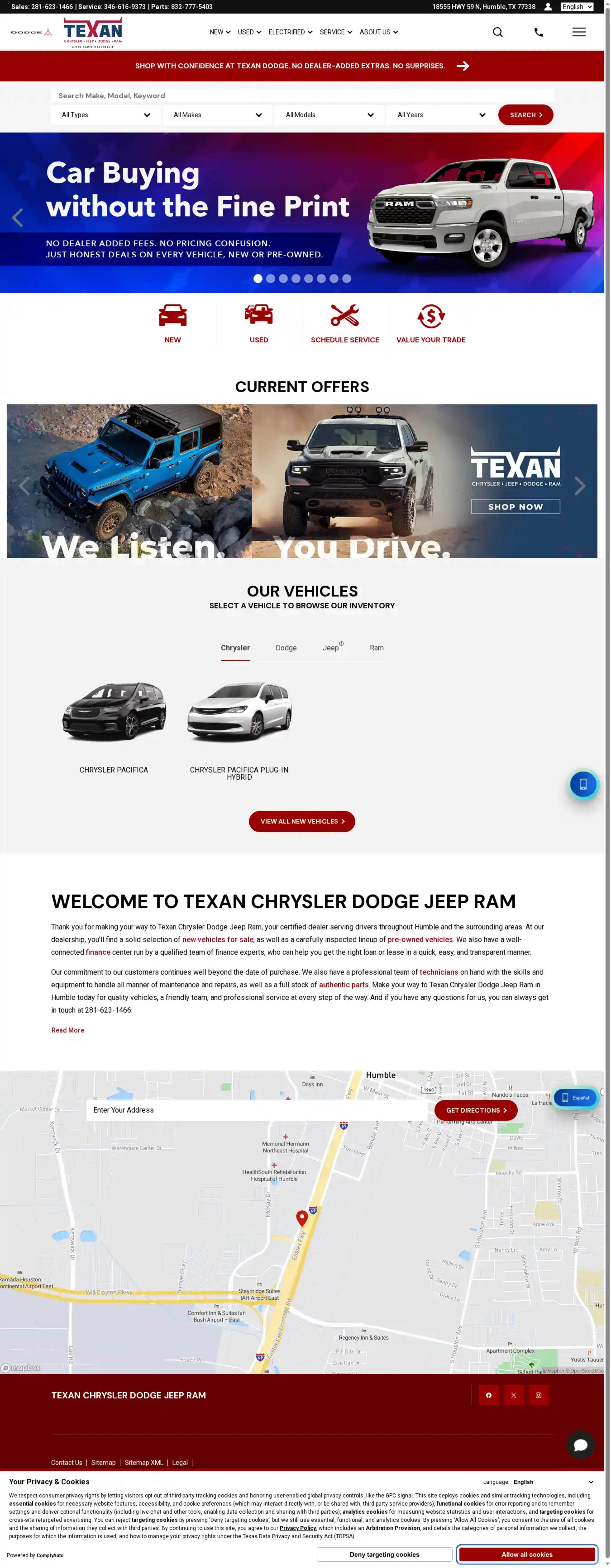 Screenshot of Texan Chrysler Dodge Jeep Ram