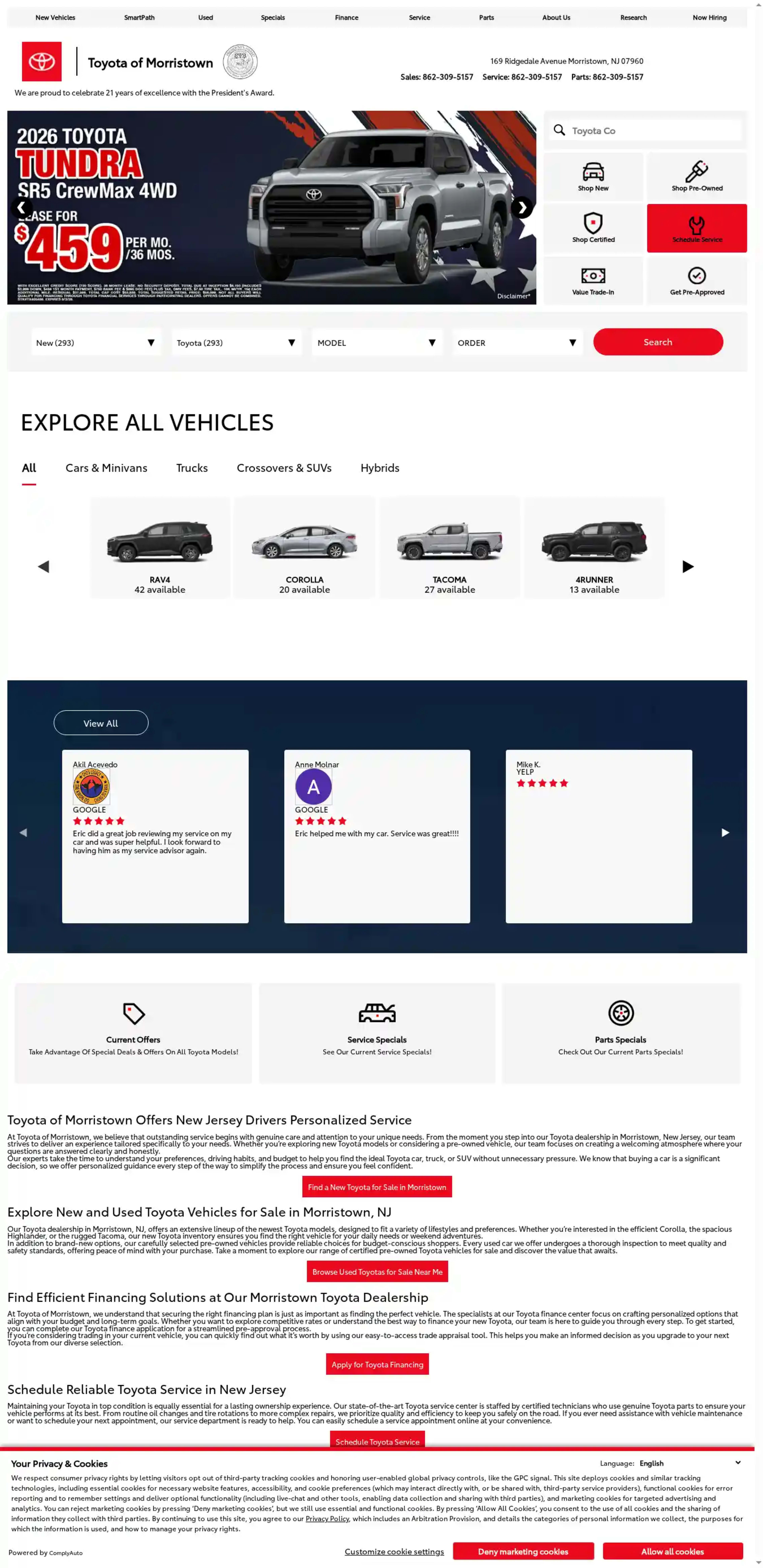 Screenshot of Toyota of Morristown
