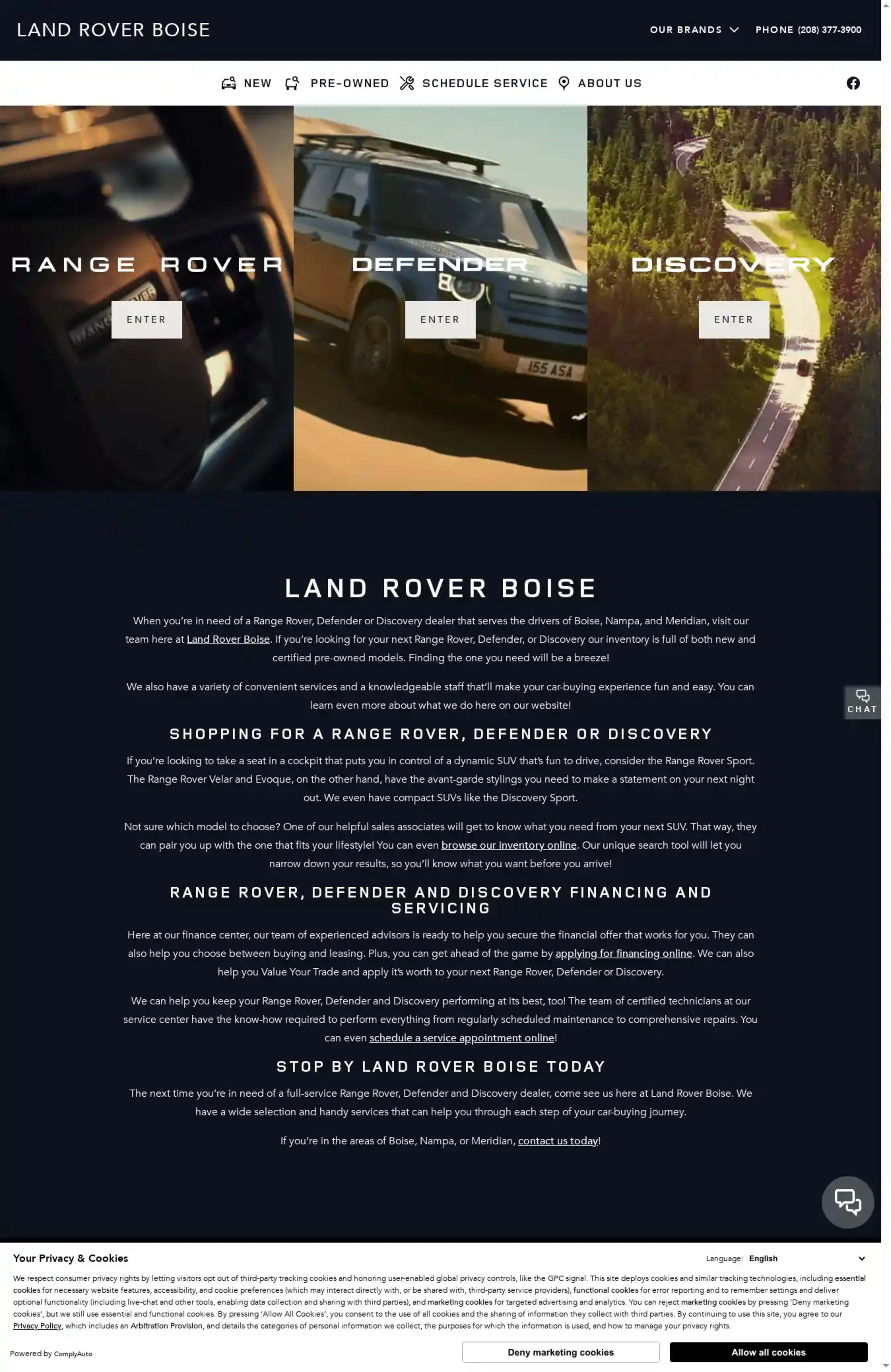 Screenshot of Land Rover Boise