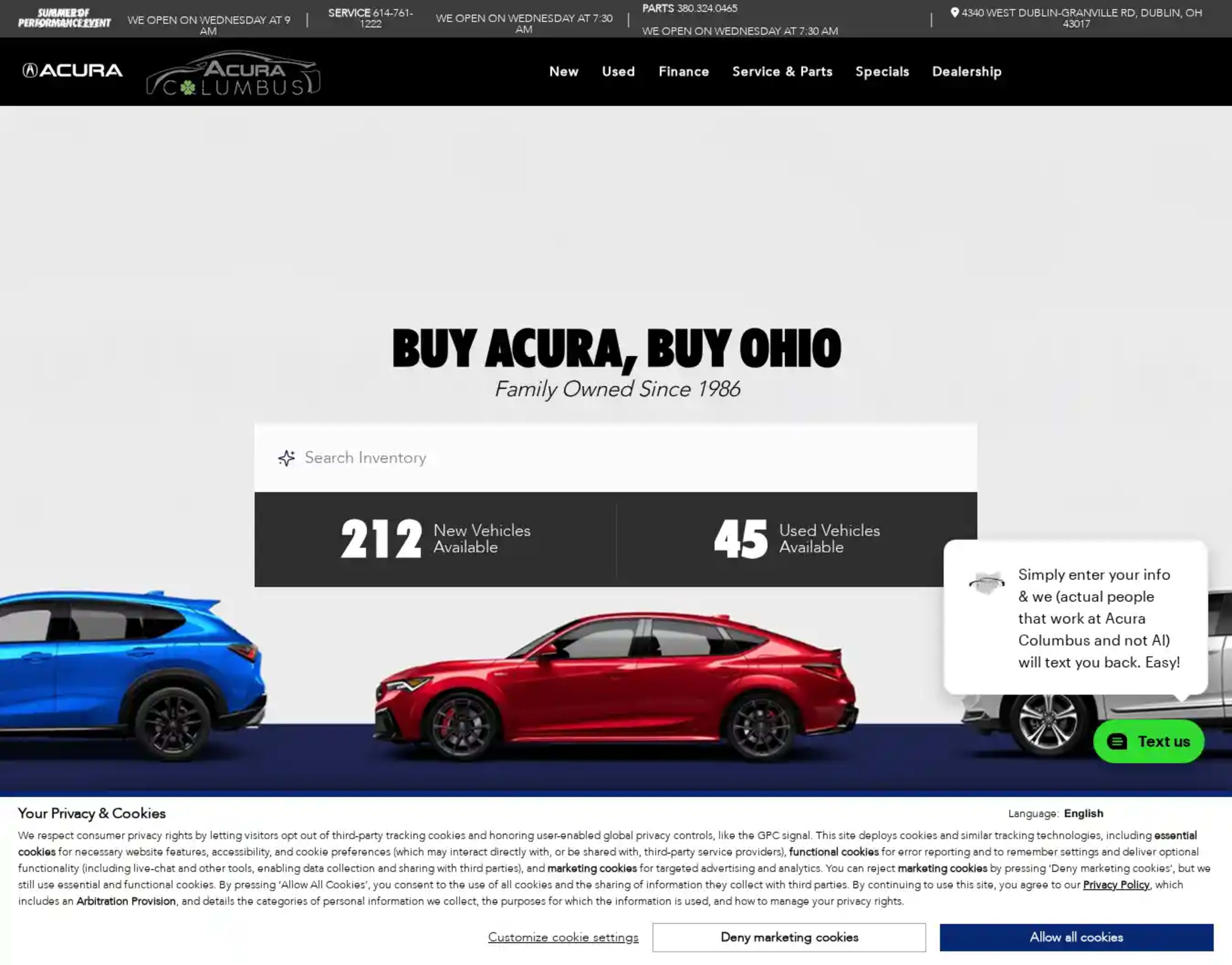Screenshot of Acura Columbus