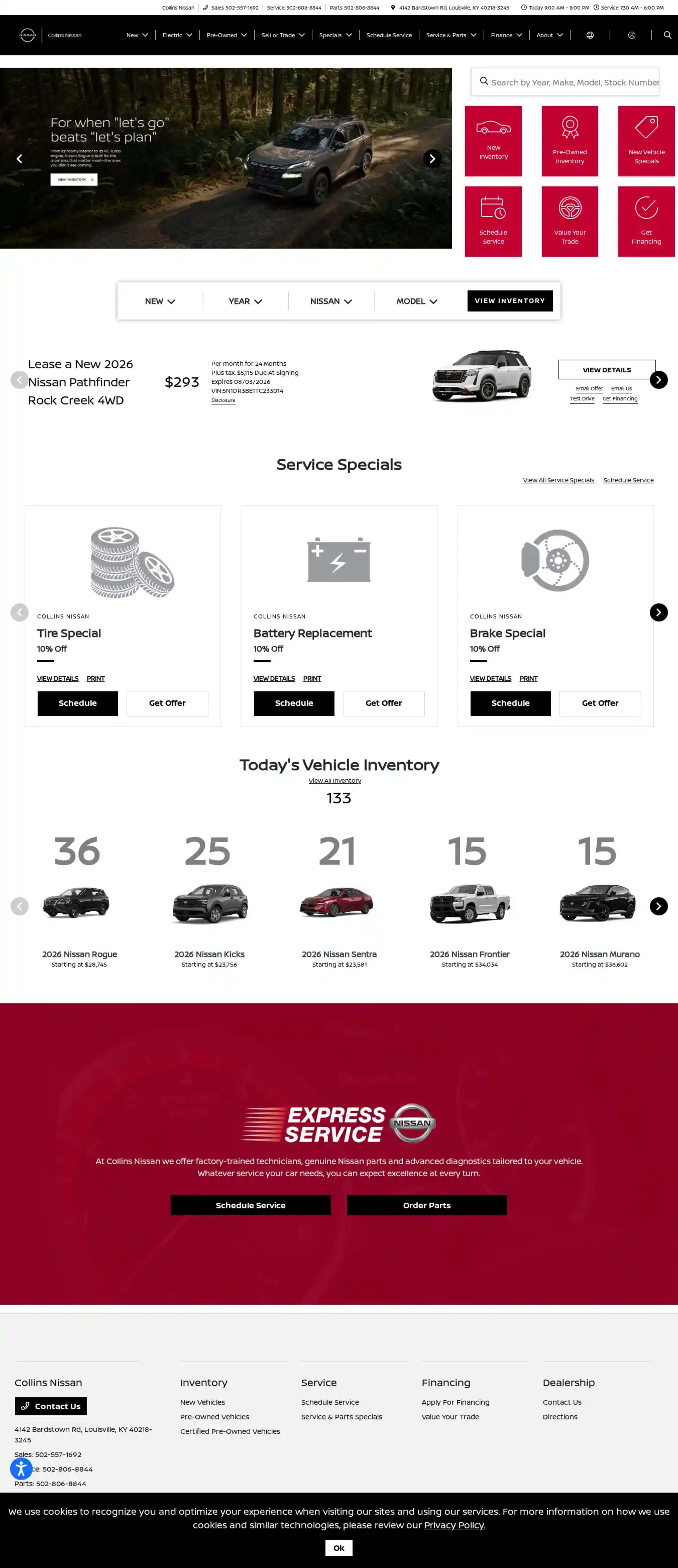 Screenshot of Collins Nissan
