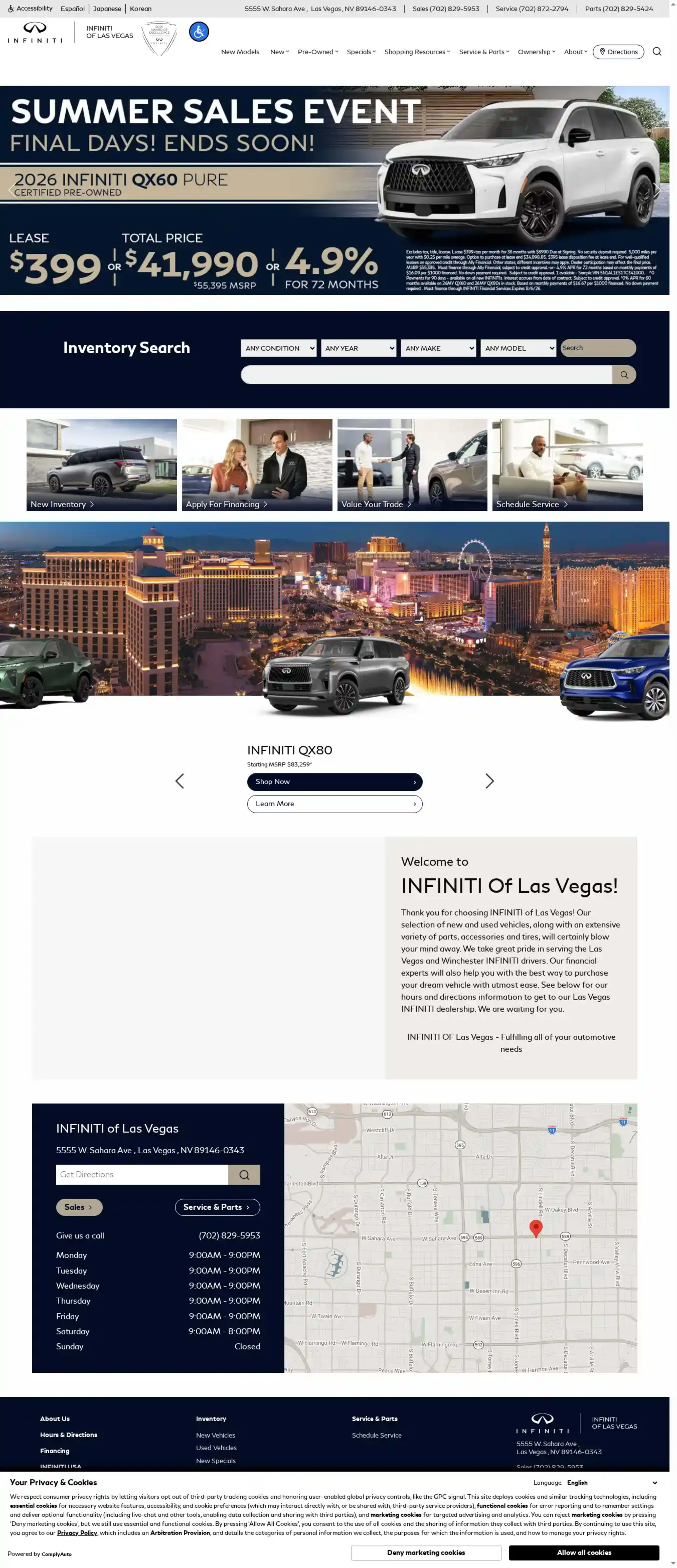 Screenshot of INFINITI Of Las Vegas