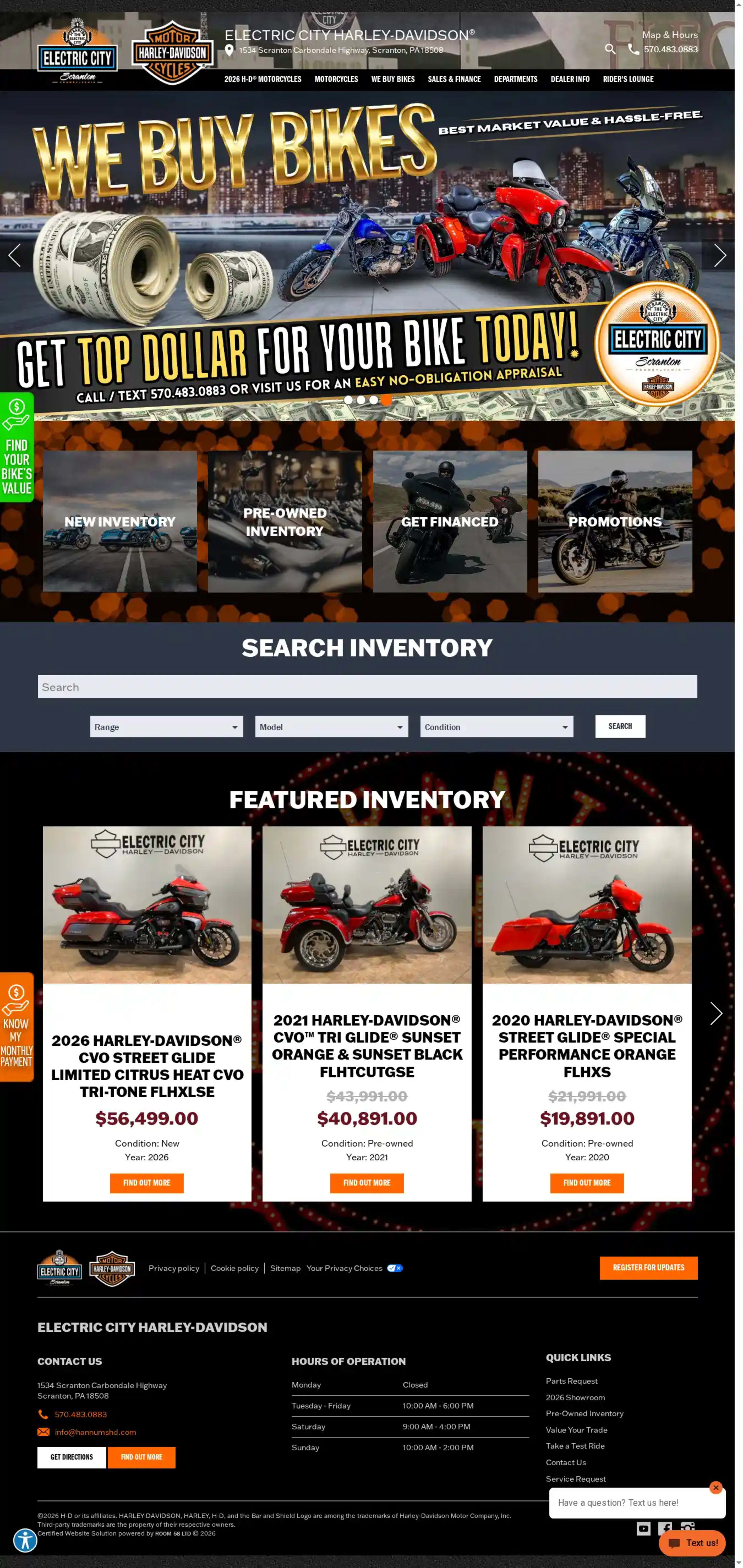 Screenshot of Electric City Harley-Davidson
