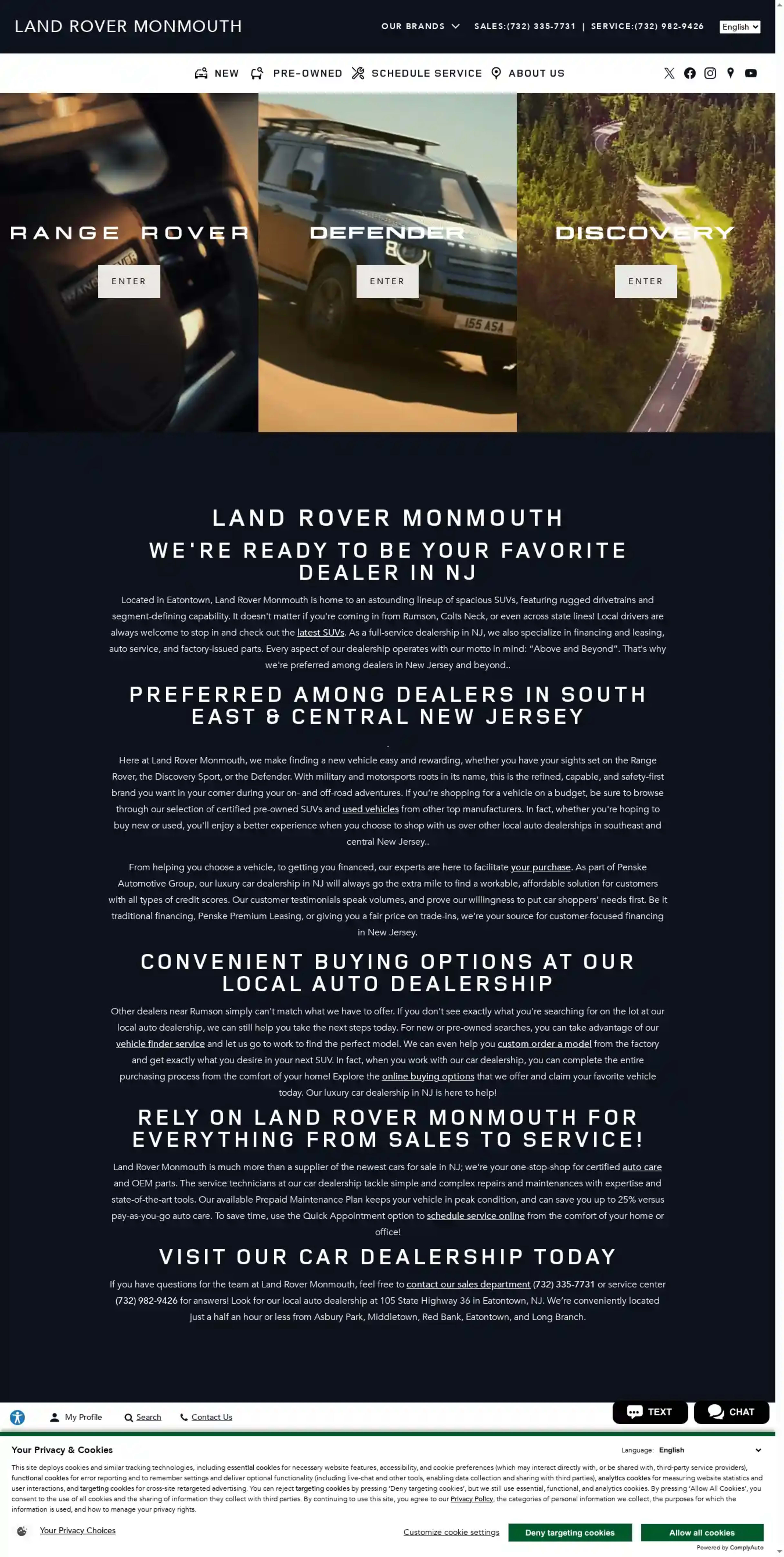 Screenshot of Land Rover Monmouth