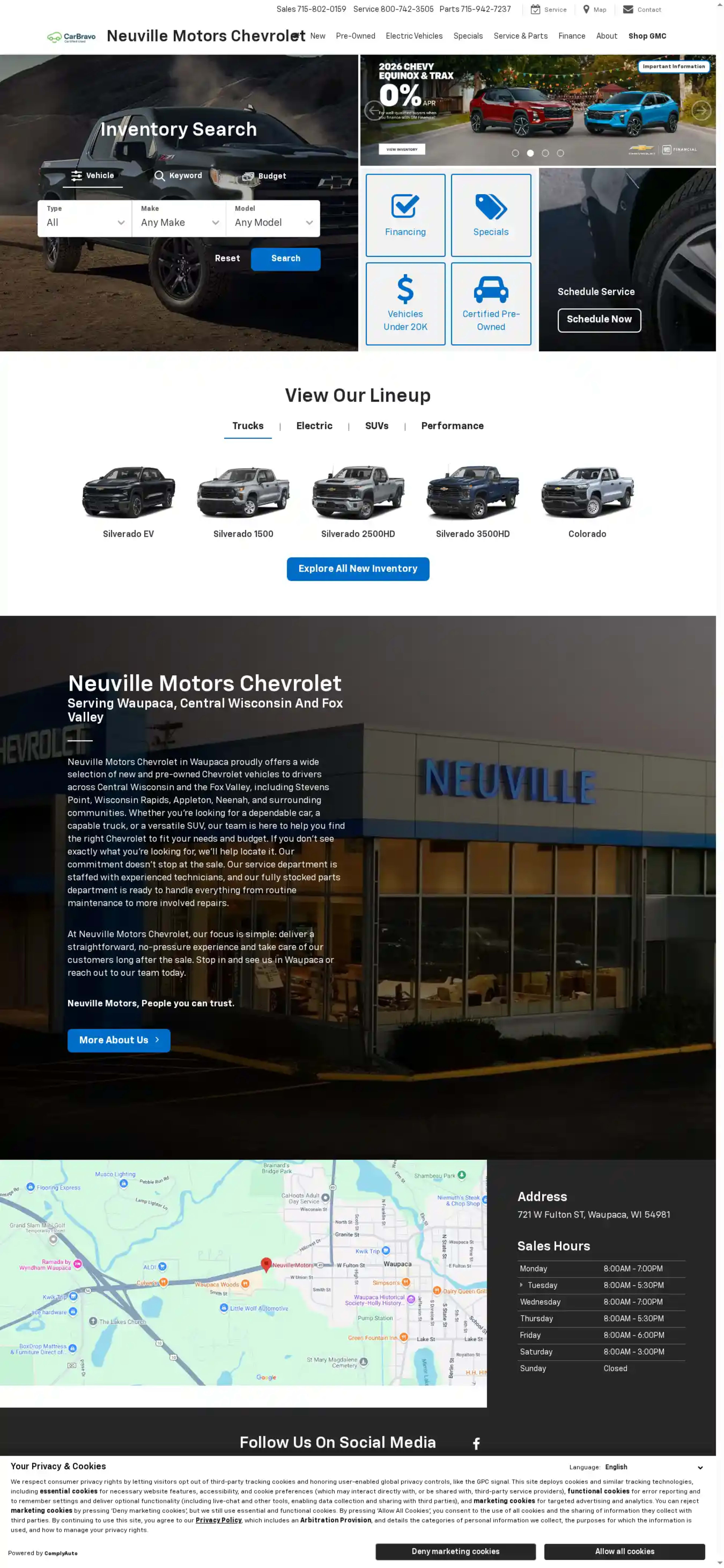 Screenshot of Neuville Motors Chevrolet