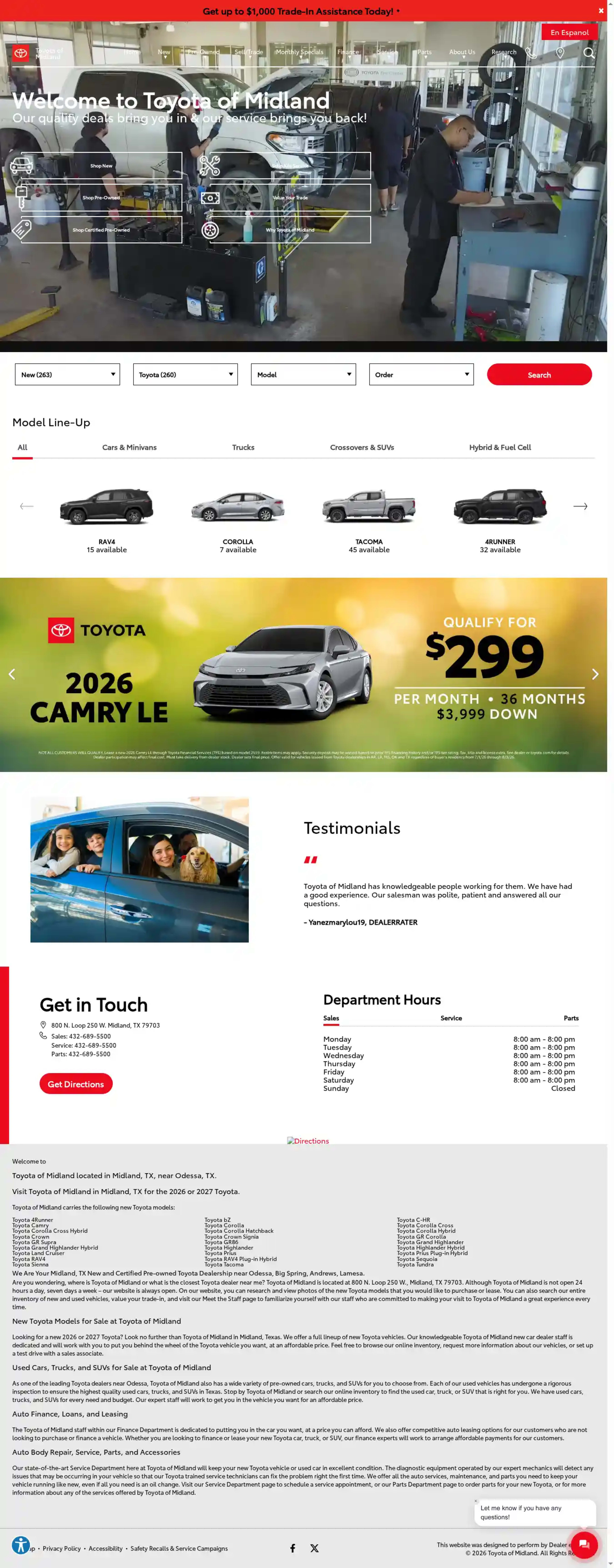 Screenshot of Toyota Of Midland
