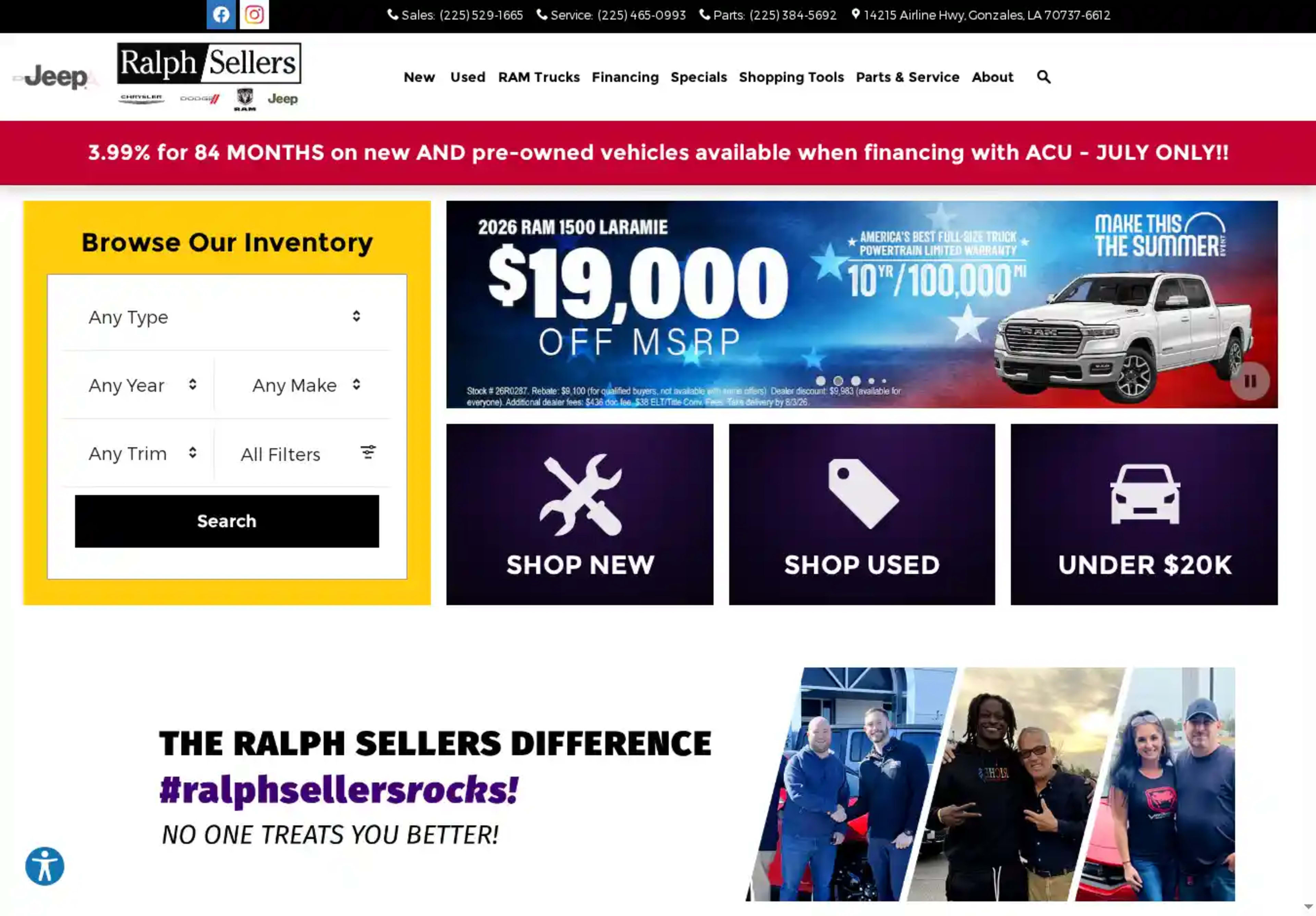 Screenshot of Ralph Sellers Chrysler Jeep Dodge