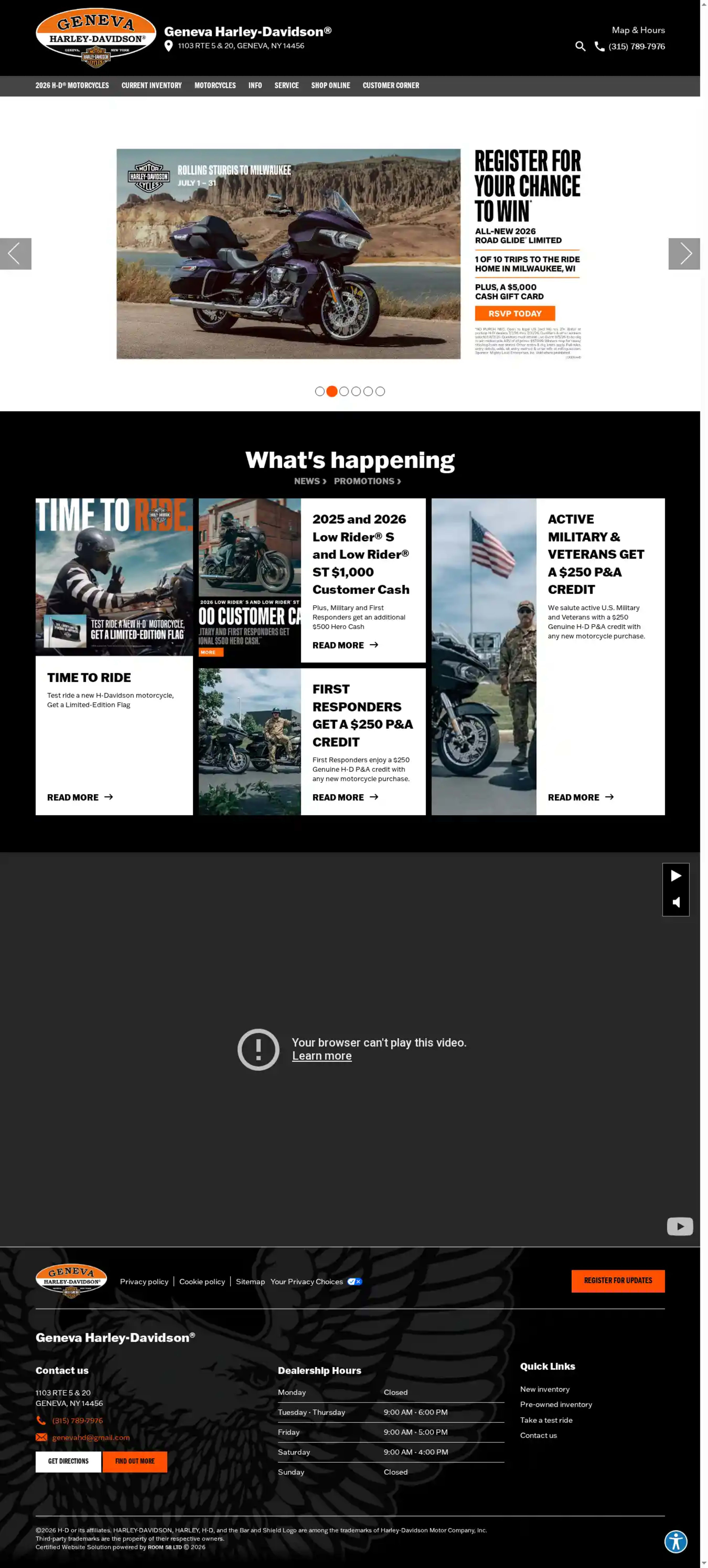 Screenshot of Geneva Harley-Davidson Sales & Service