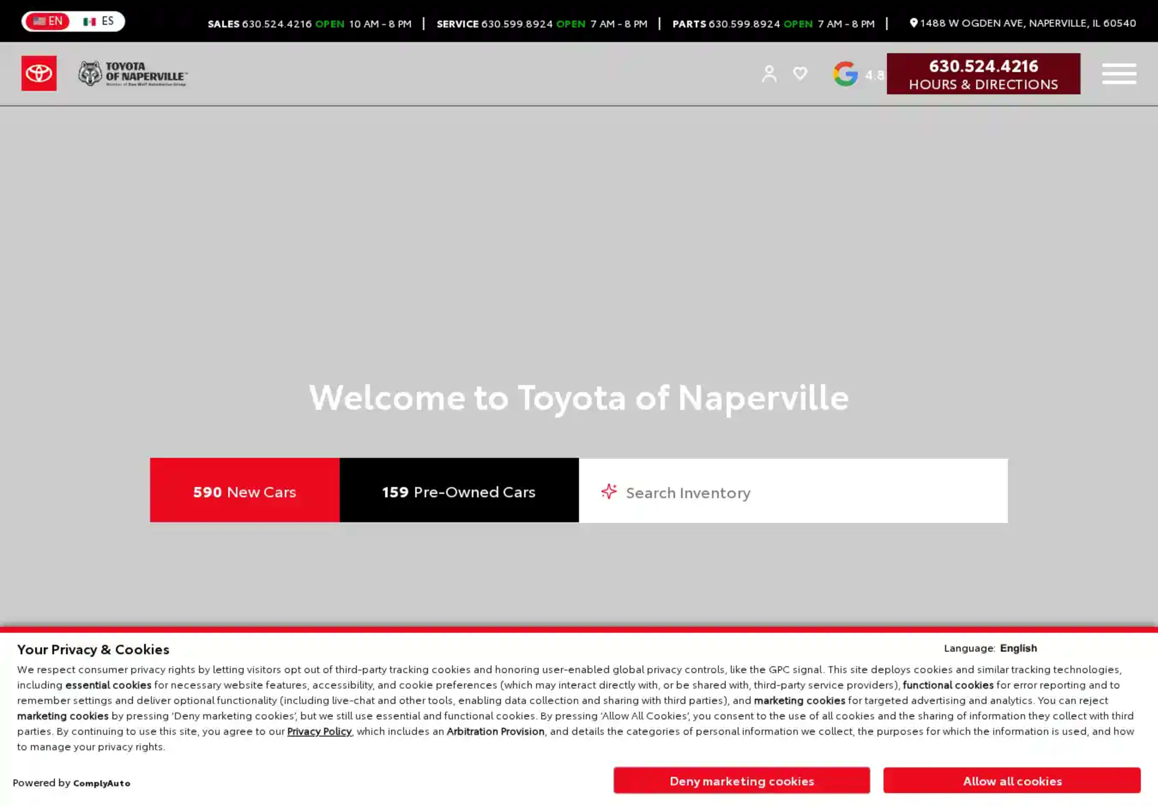 Screenshot of Toyota of Naperville