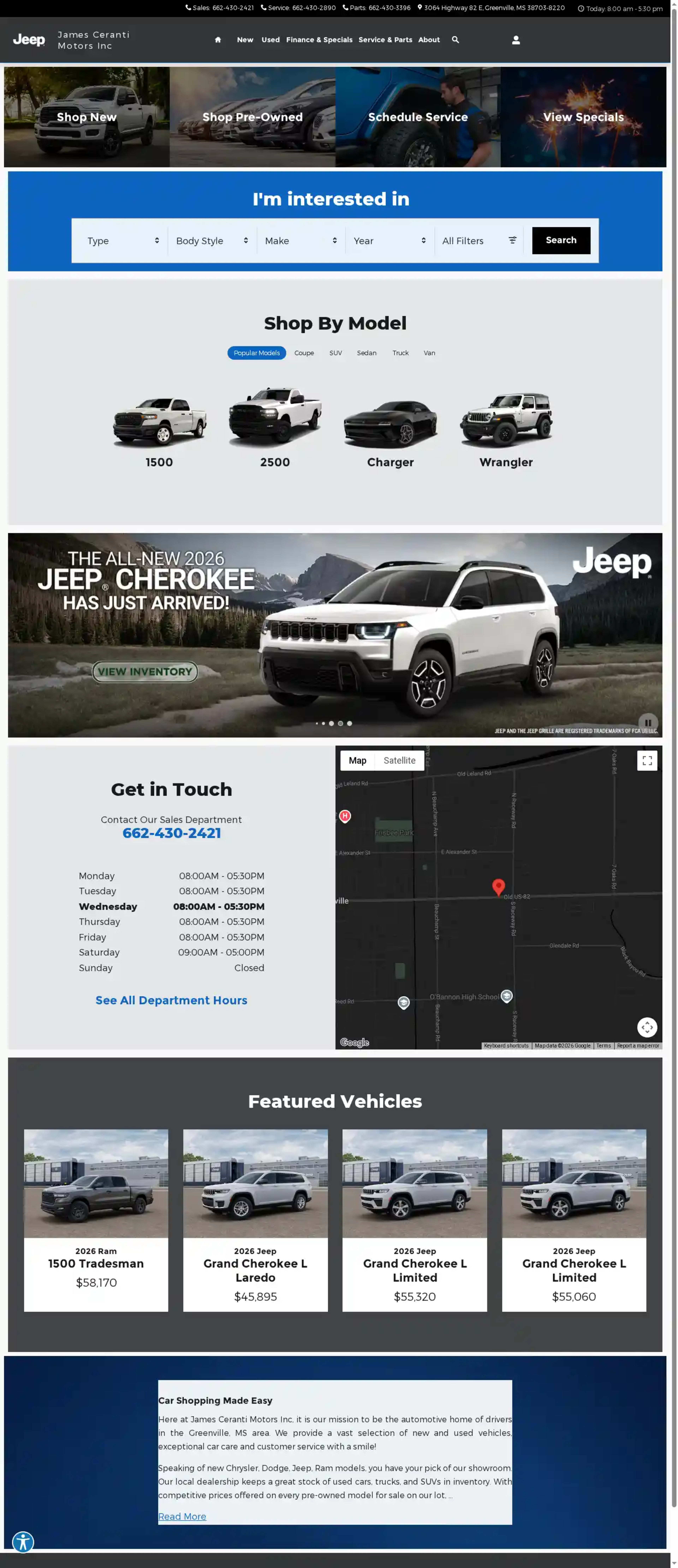 Screenshot of James Ceranti Motors