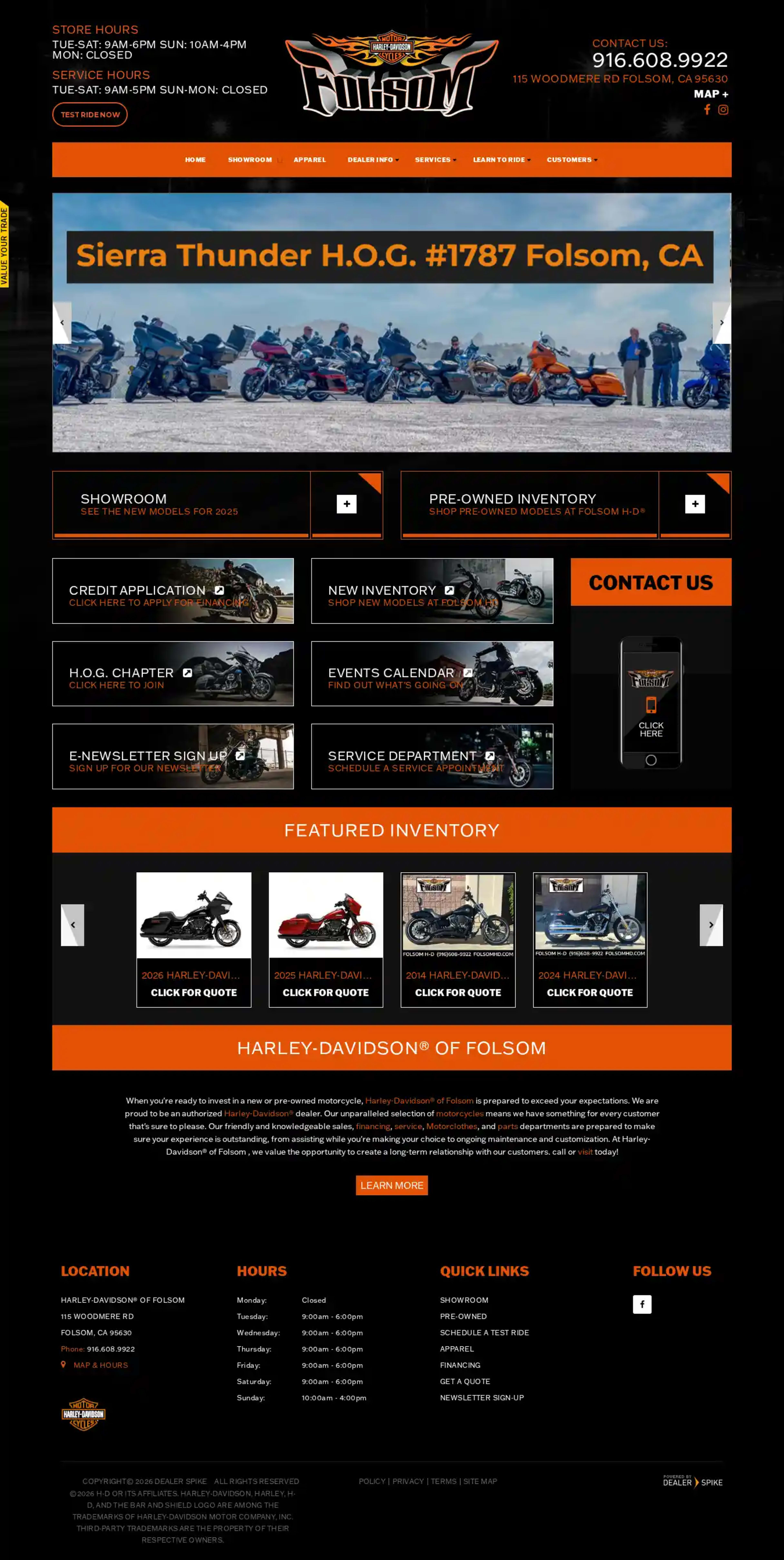 Screenshot of Harley-Davidson of Folsom