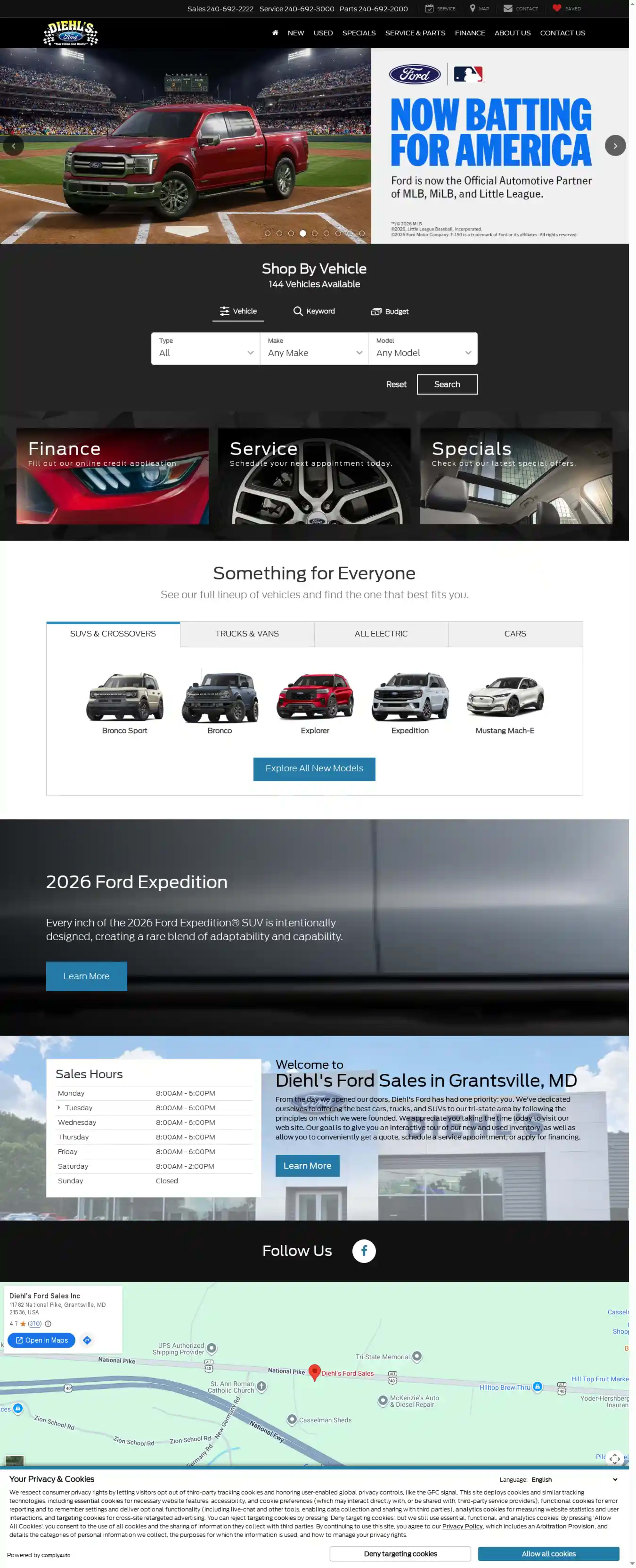 Screenshot of Diehl's Ford Sales