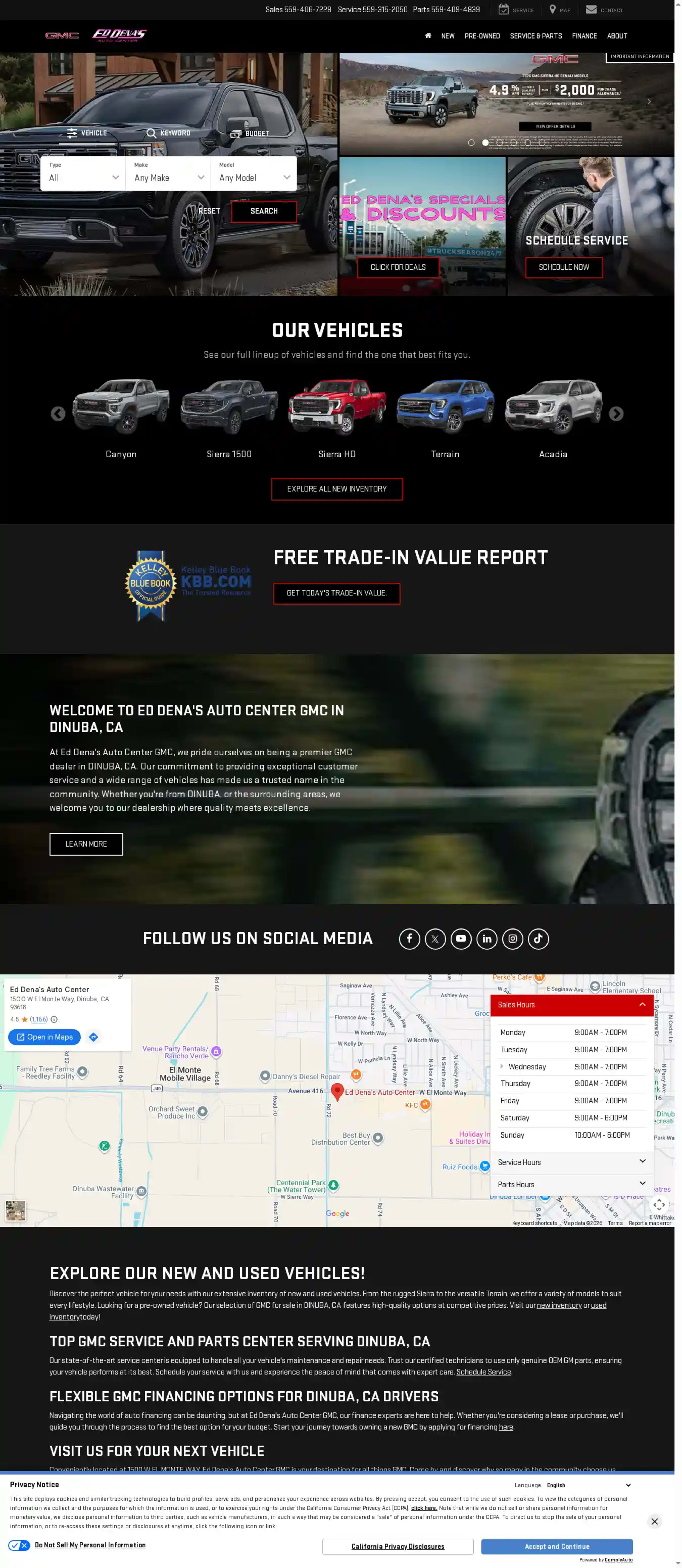 Screenshot of Ed Dena's Auto Center GMC