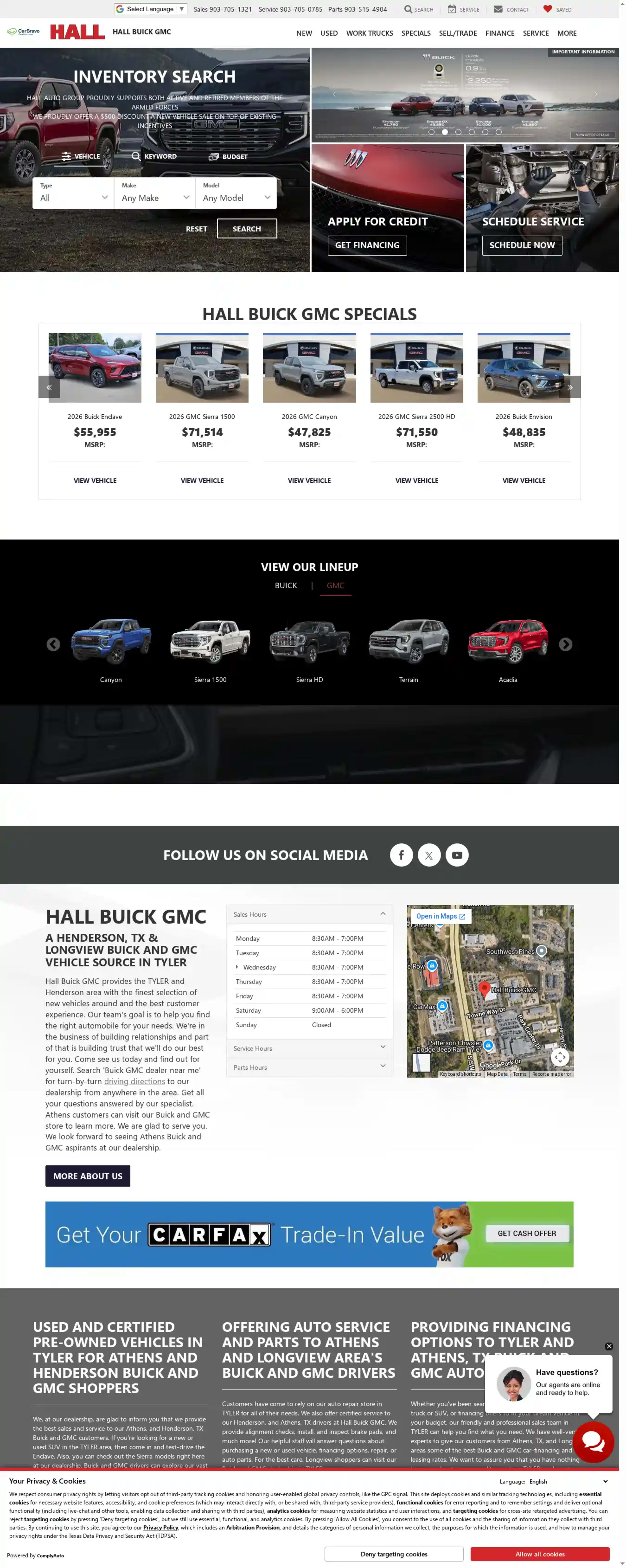 Screenshot of Hall Buick GMC