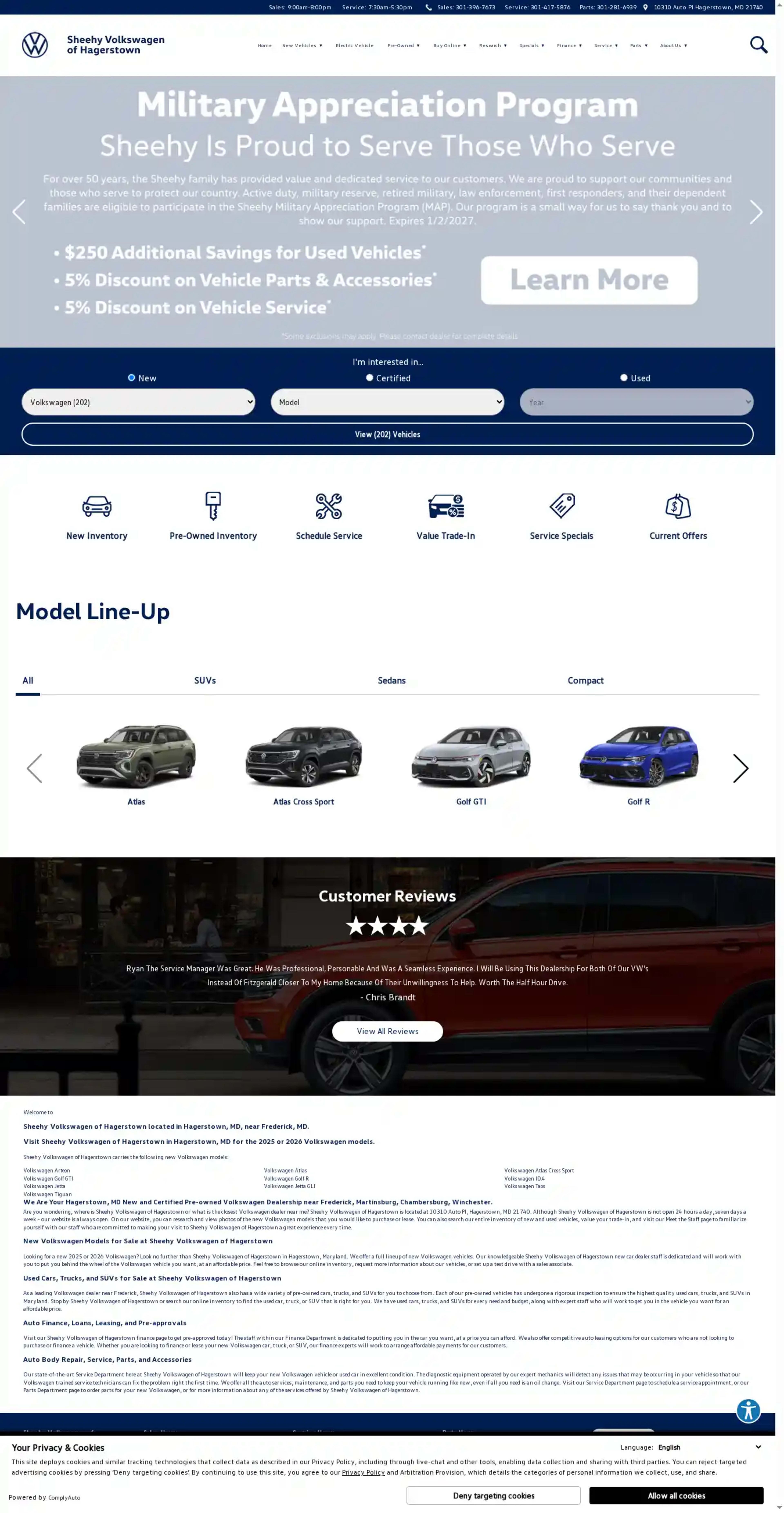 Screenshot of Sheehy Volkswagen of Hagerstown