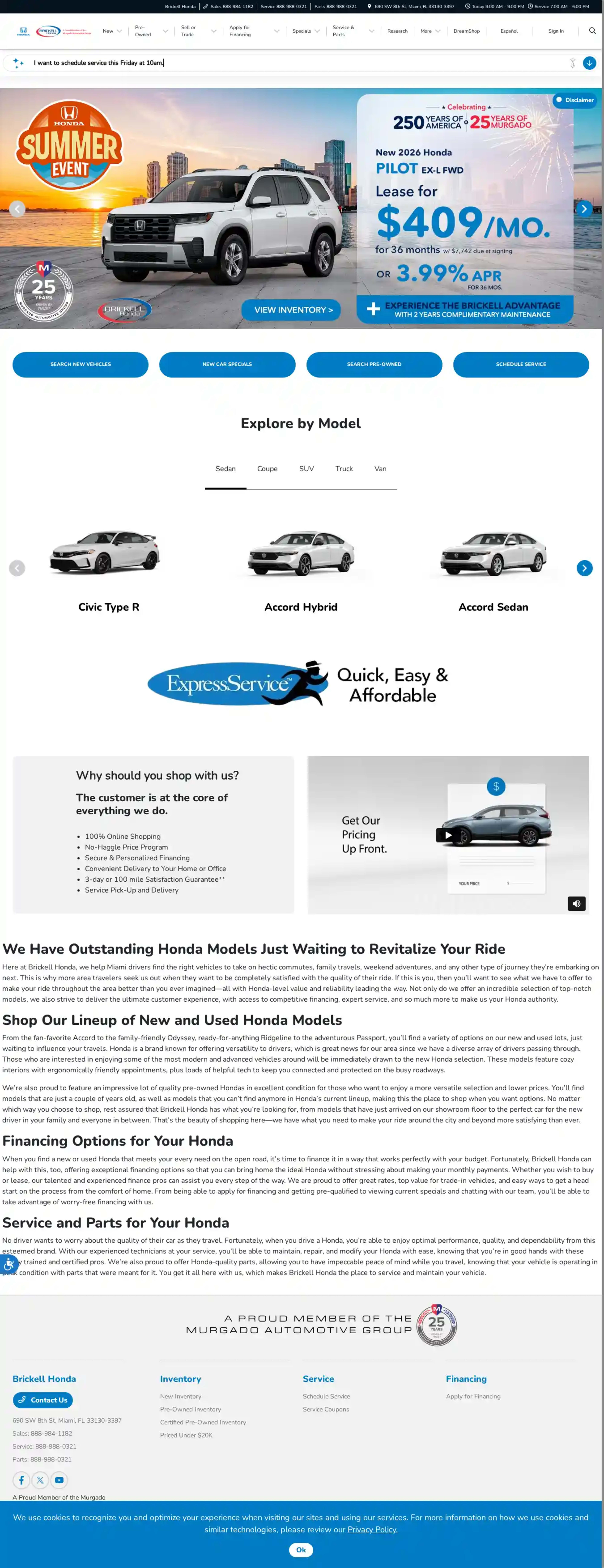 Screenshot of Brickell Honda