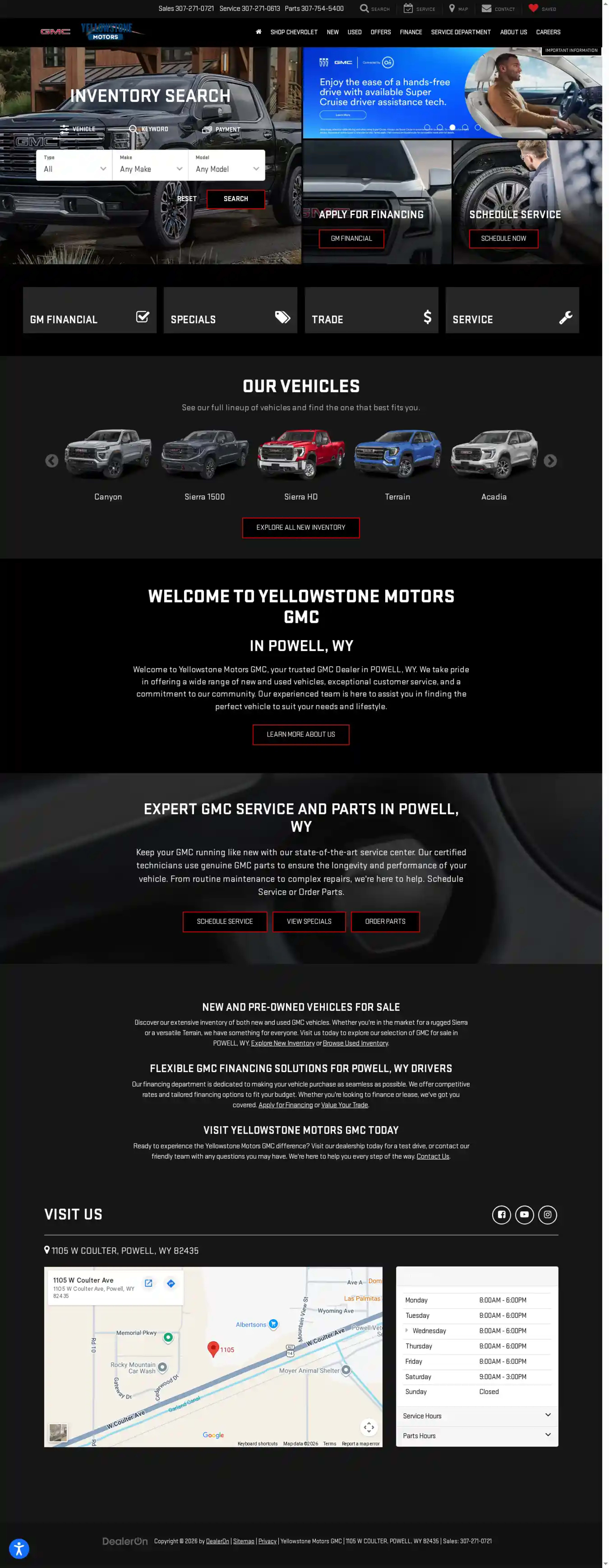 Screenshot of Yellowstone Motors GMC