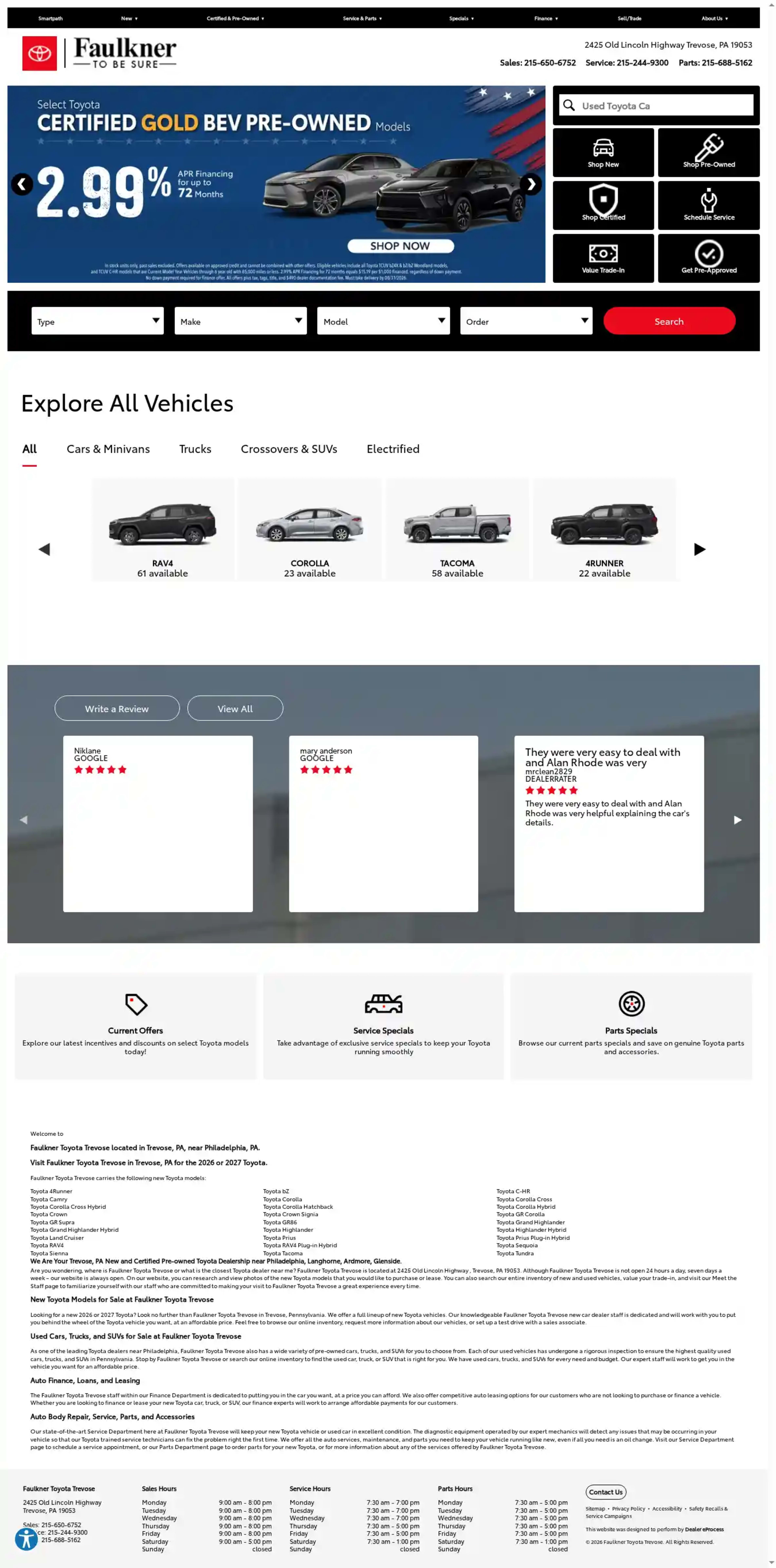 Screenshot of Faulkner Toyota Trevose