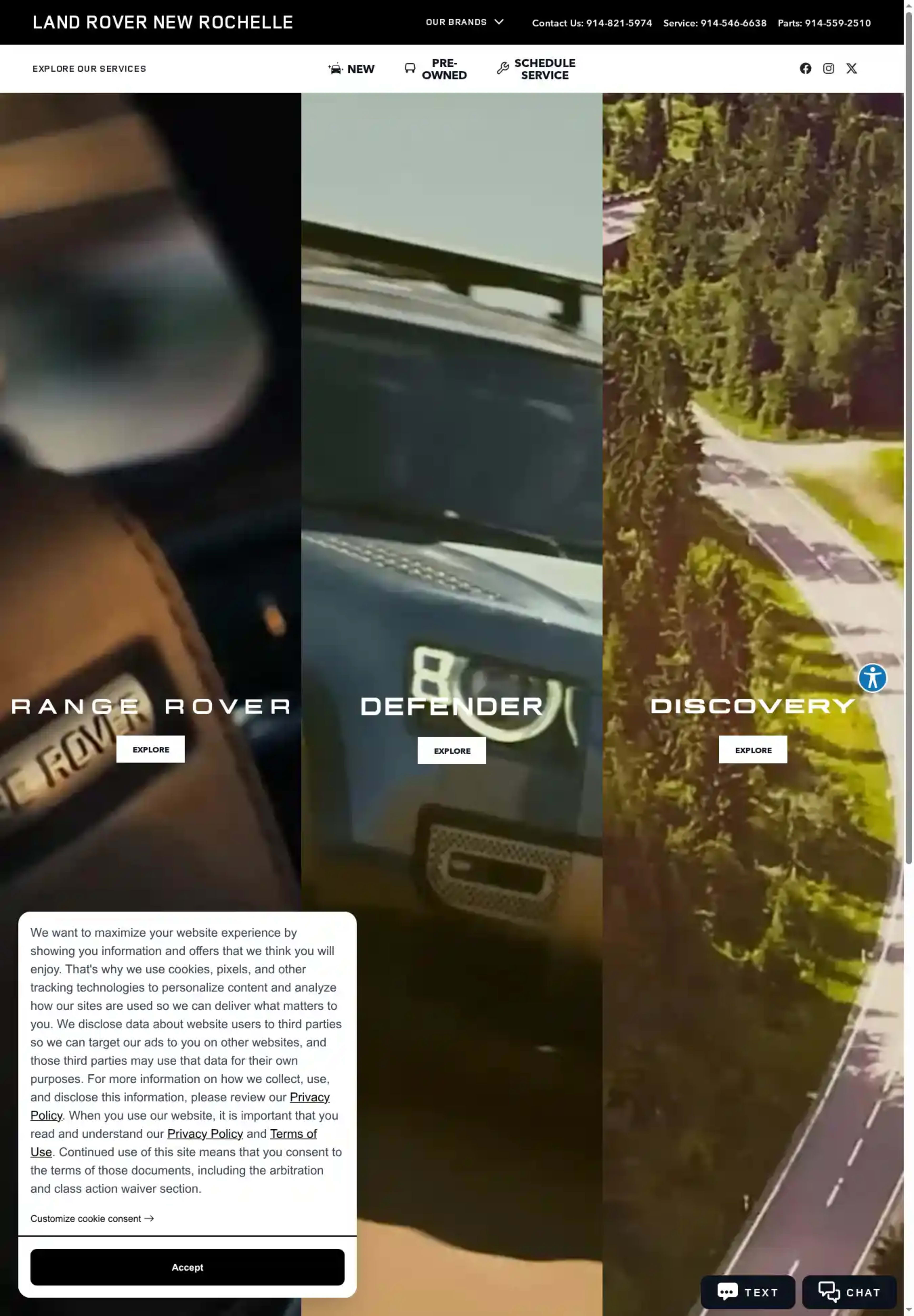 Screenshot of Land Rover New Rochelle