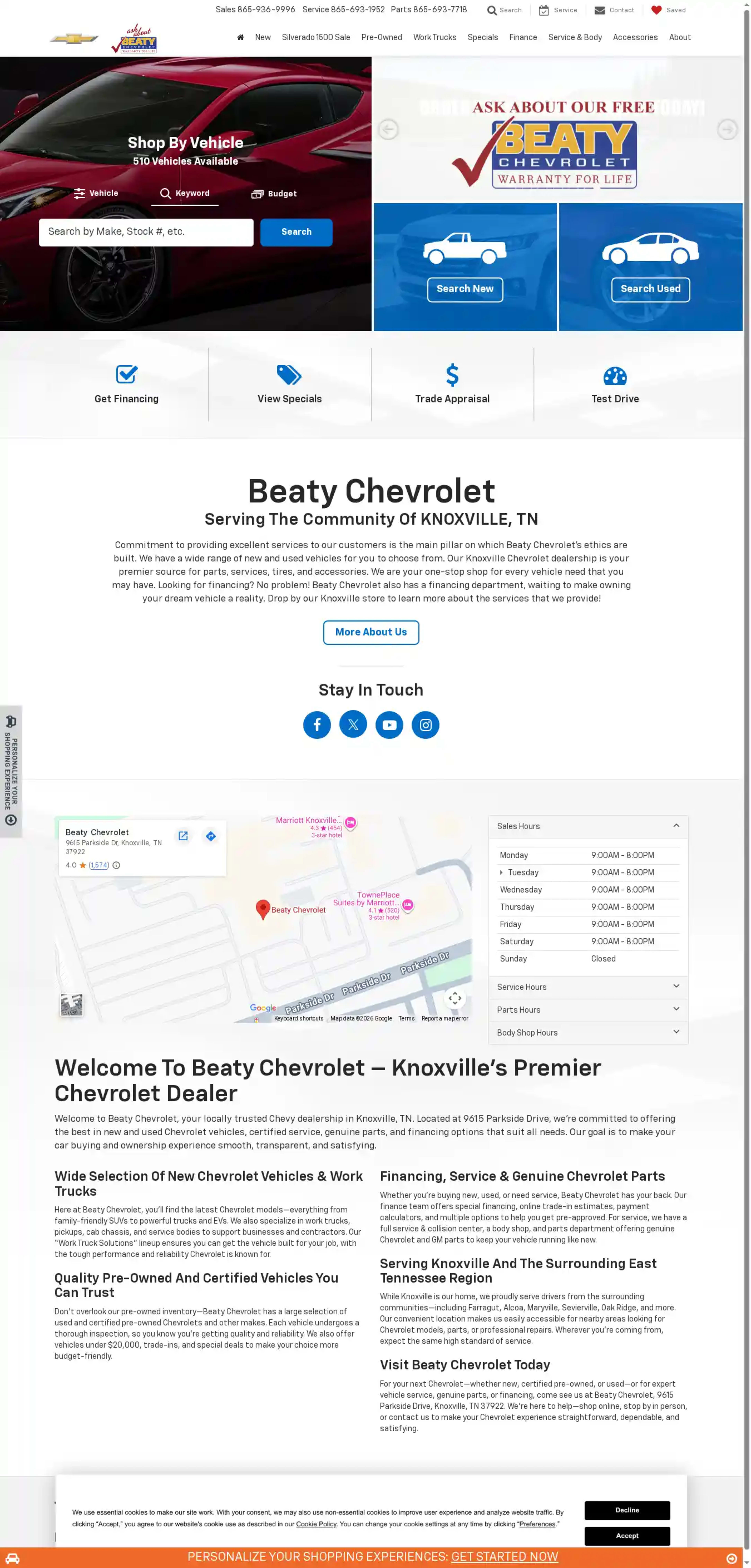 Screenshot of Beaty Chevrolet