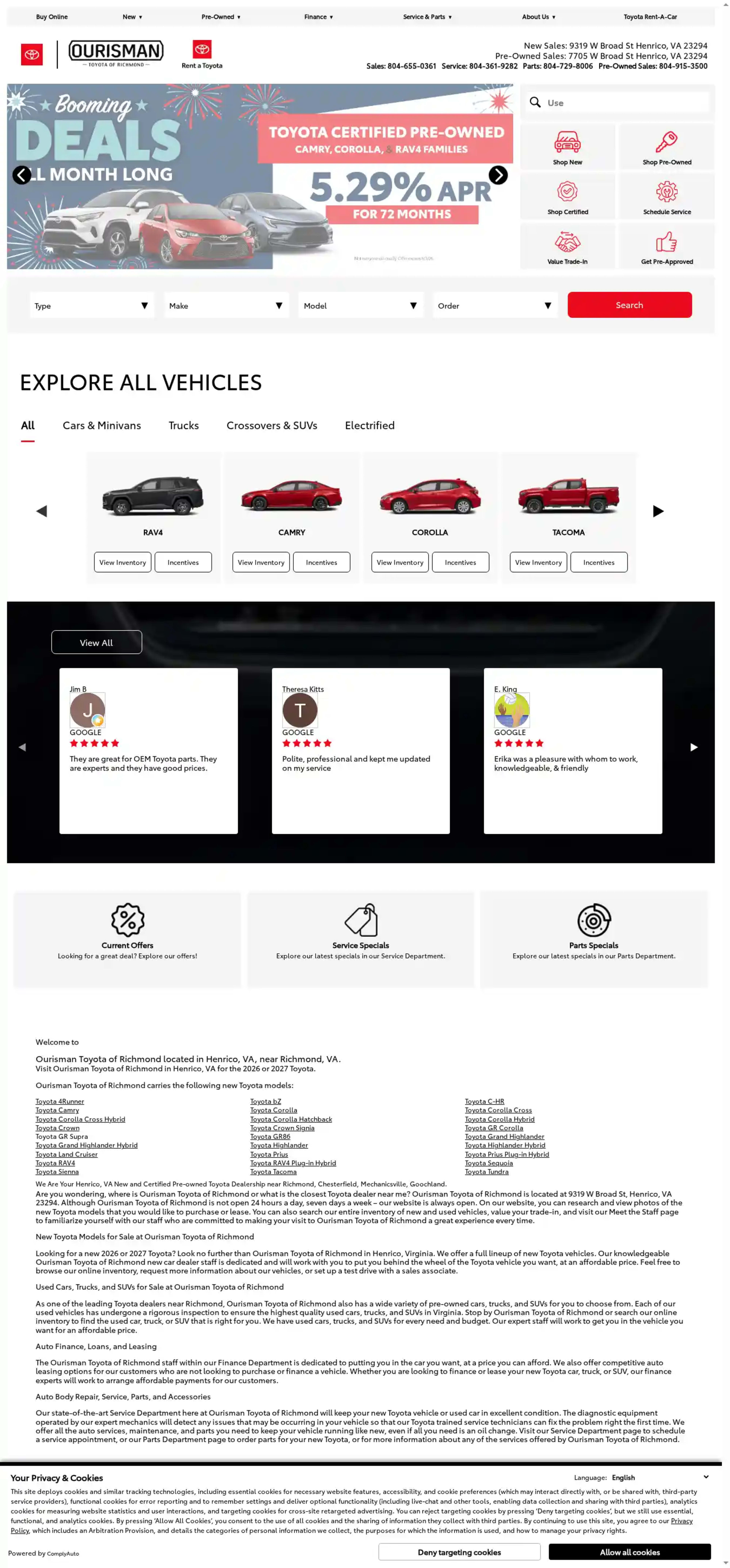 Screenshot of Ourisman Toyota of Richmond