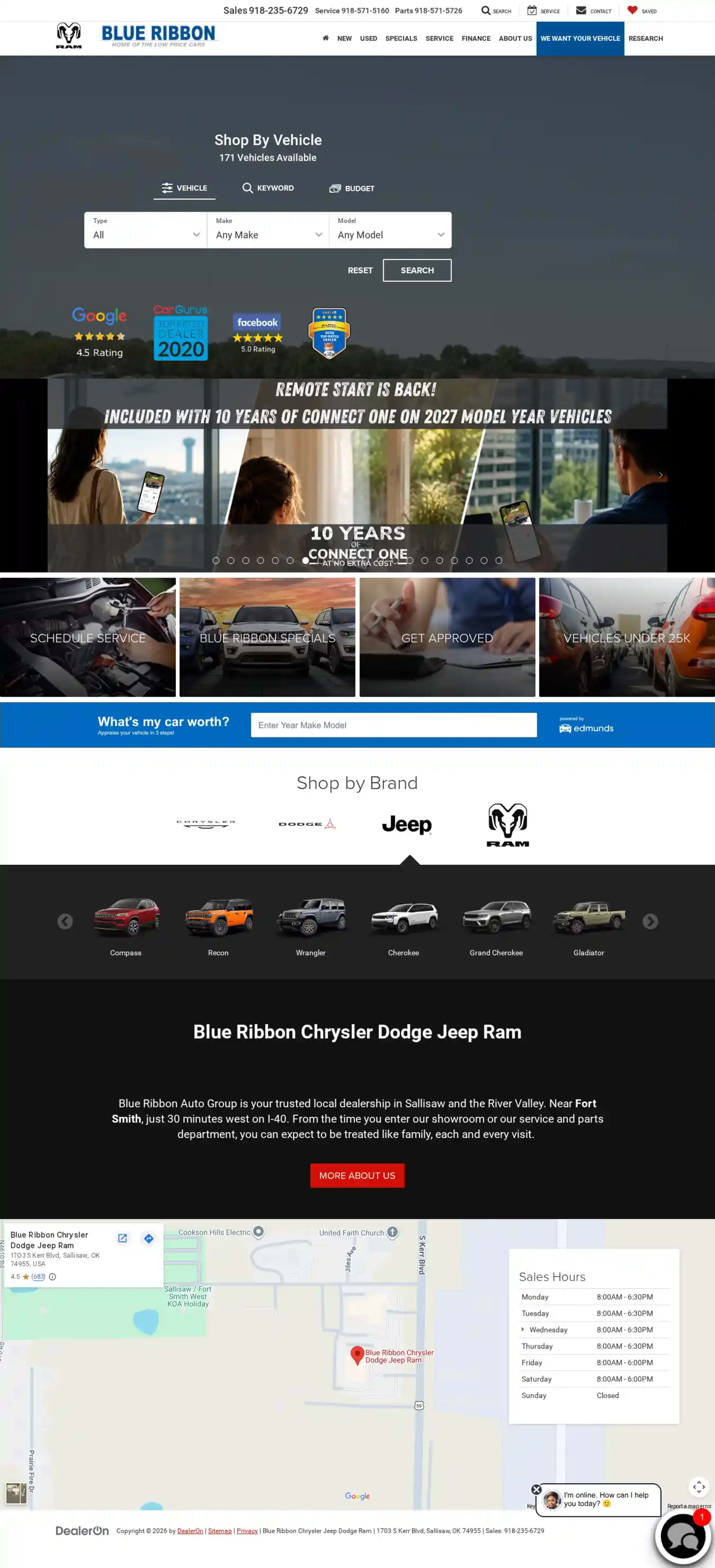 Screenshot of Blue Ribbon Chrysler Jeep Dodge Ram