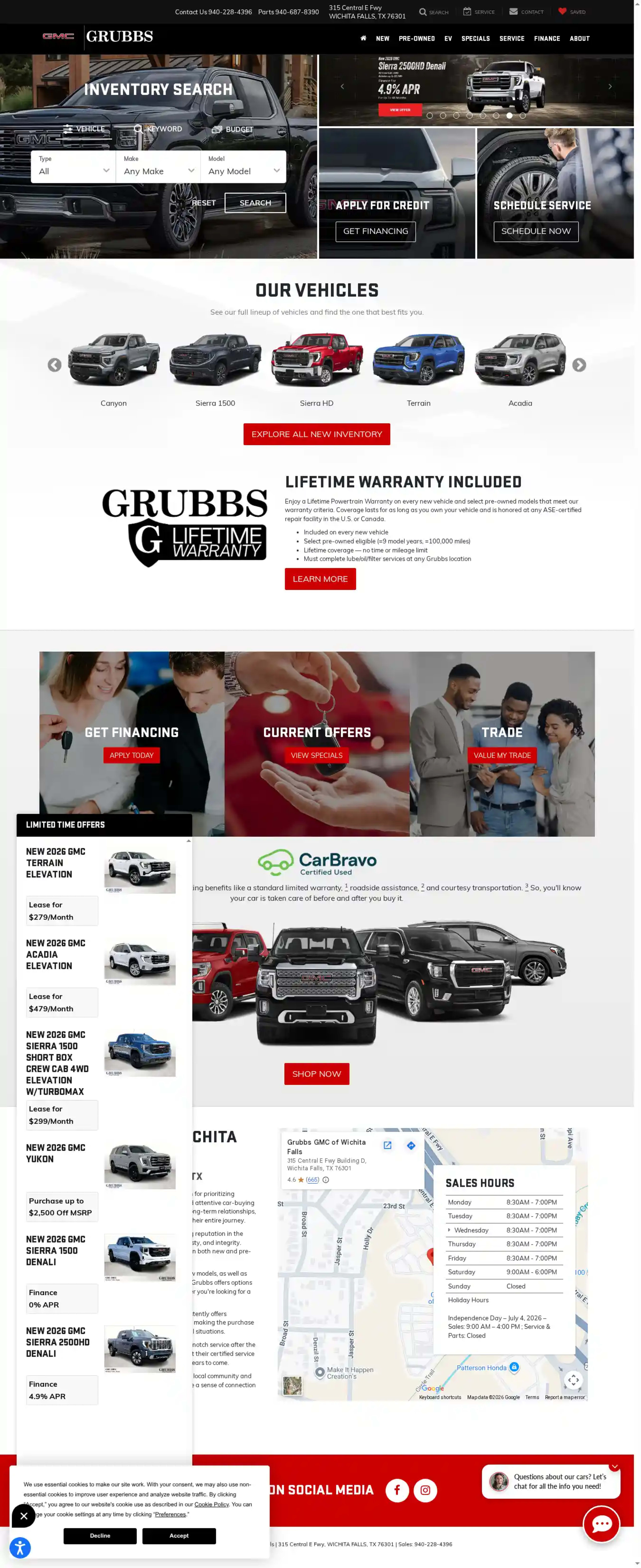Screenshot of Grubbs GMC of Wichita Falls