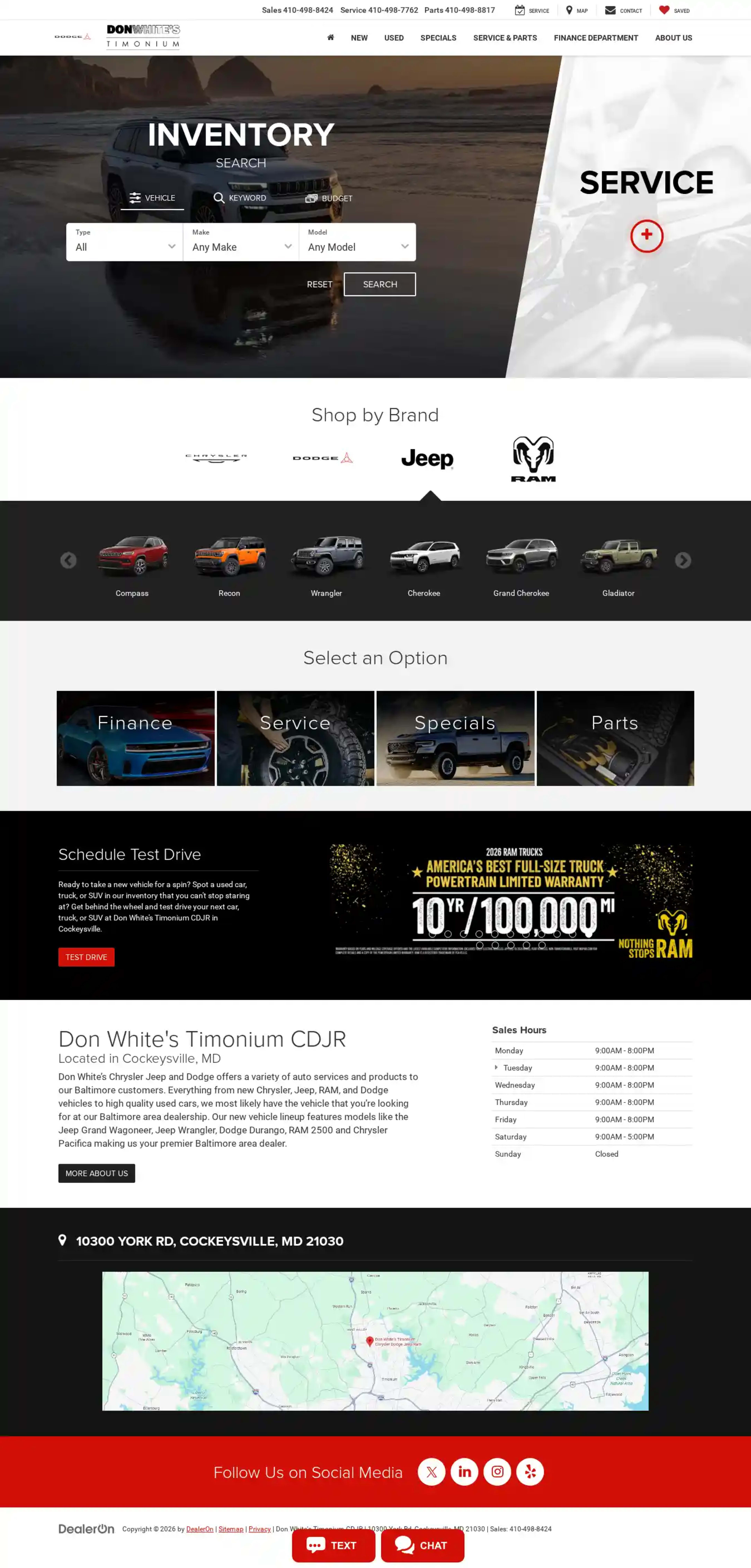 Screenshot of Don White's Timonium Chrysler Dodge Jeep Ram
