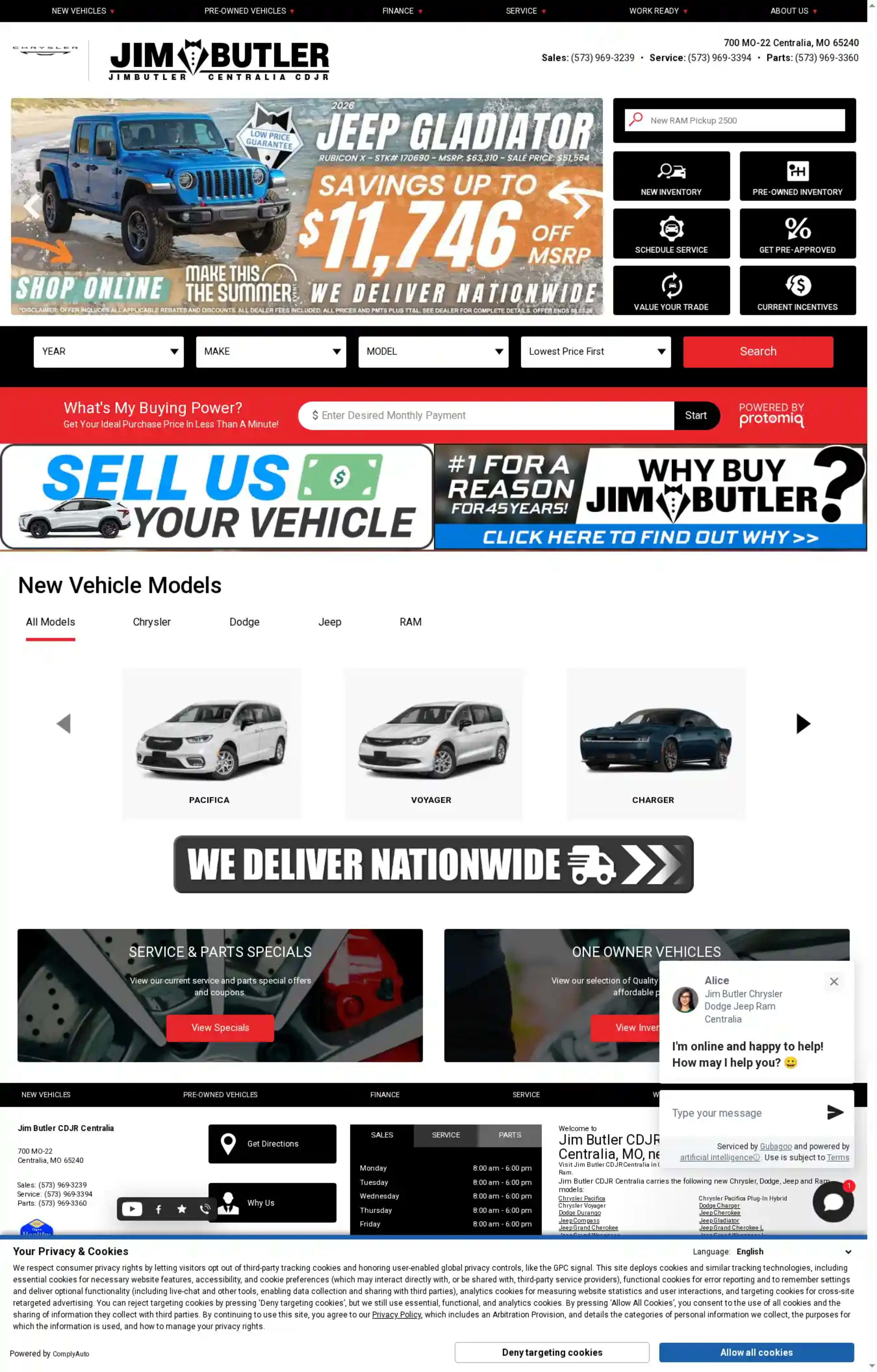 Screenshot of Jim Butler Centralia CDJR